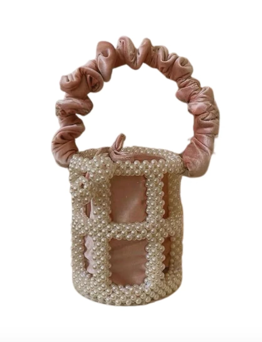 Lula-ru Women's Pink / Purple Velvet & Pearl Bag - Pale Pink In Pink/purple