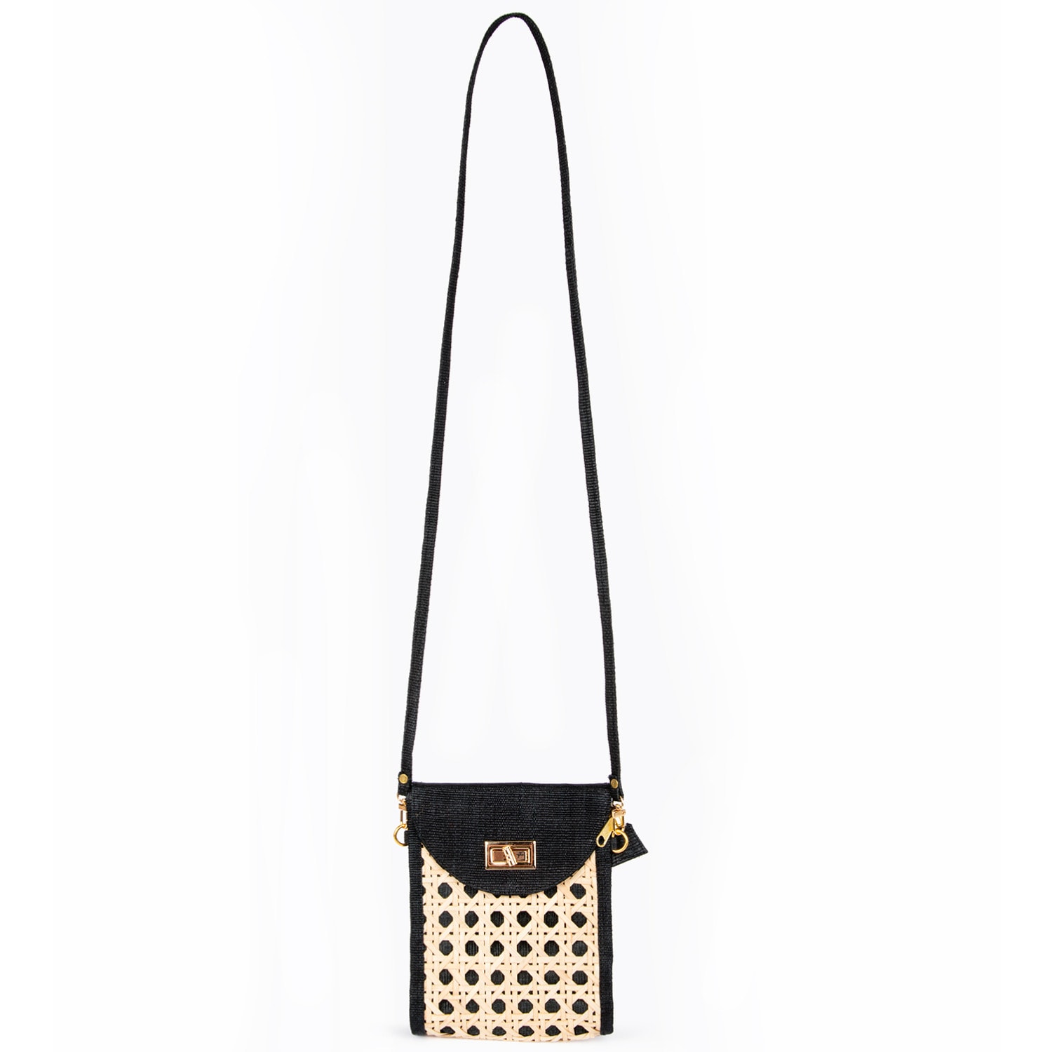 Women’s The Ellie Black Rattan Woven Crossbody Bag Soli & Sun