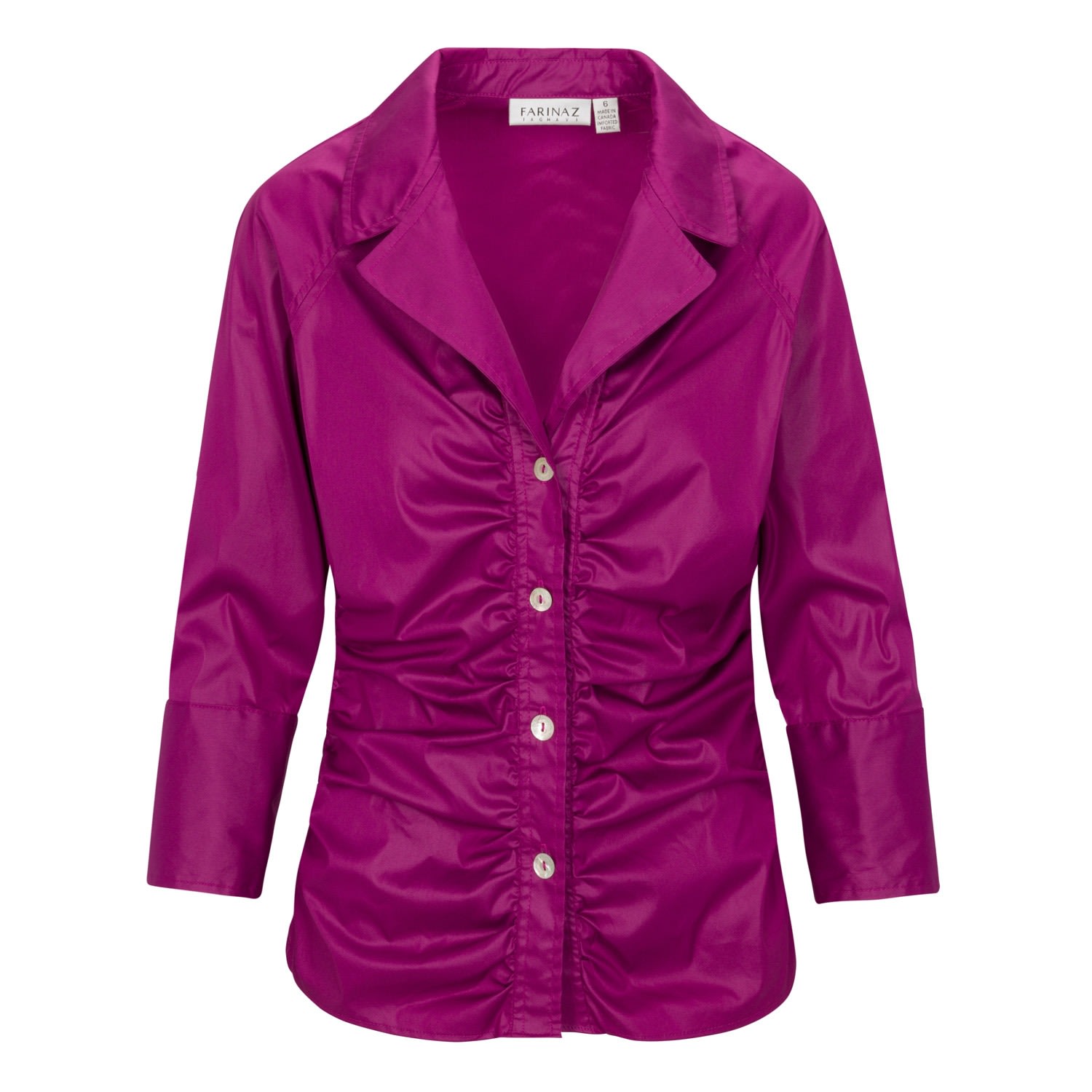 Women’s Gather Shirt Jacket - Magenta Extra Small Farinaz