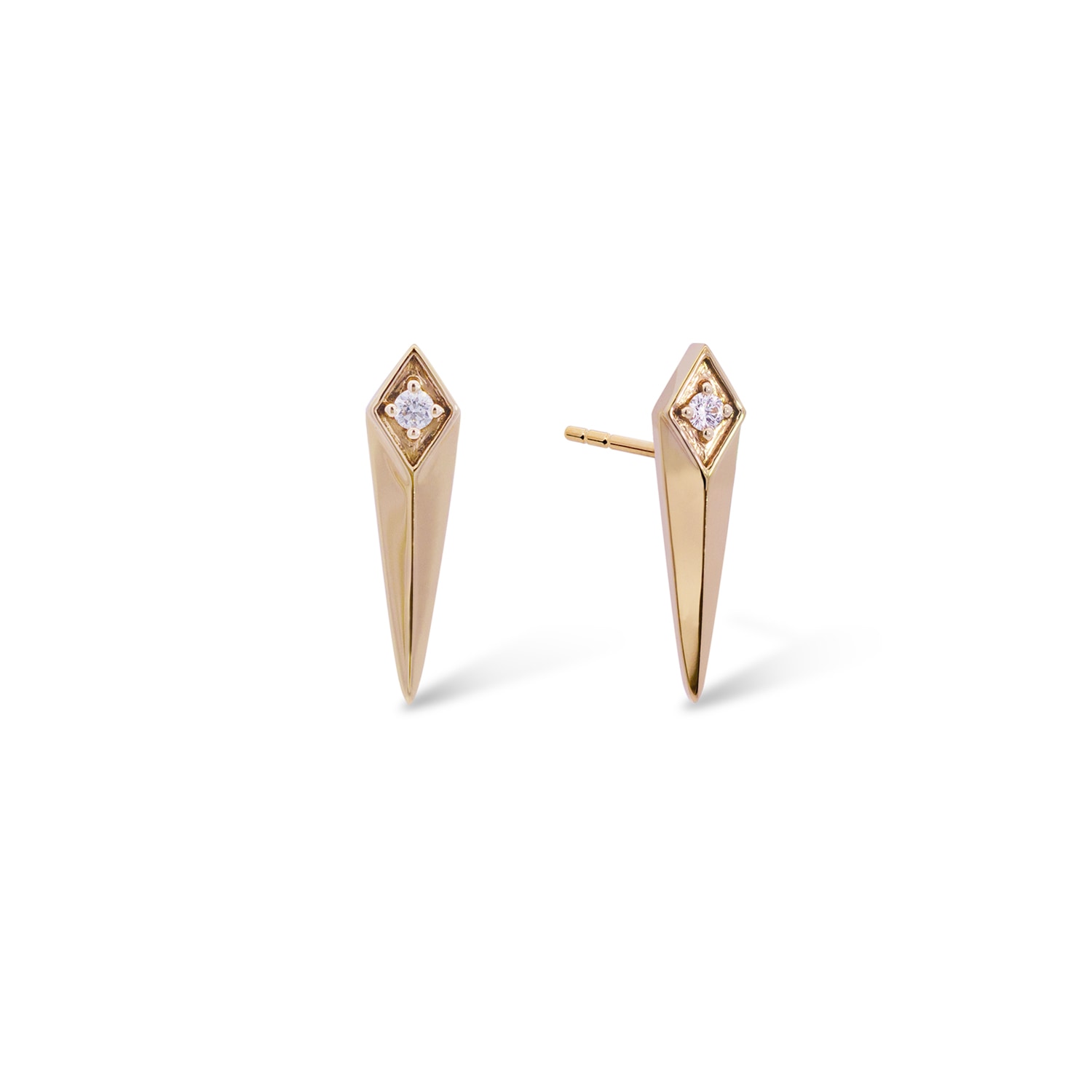 Women’s Rockstar Punk Rock Unisex Studs In Solid Yellow Gold And Diamonds Simone Jewels