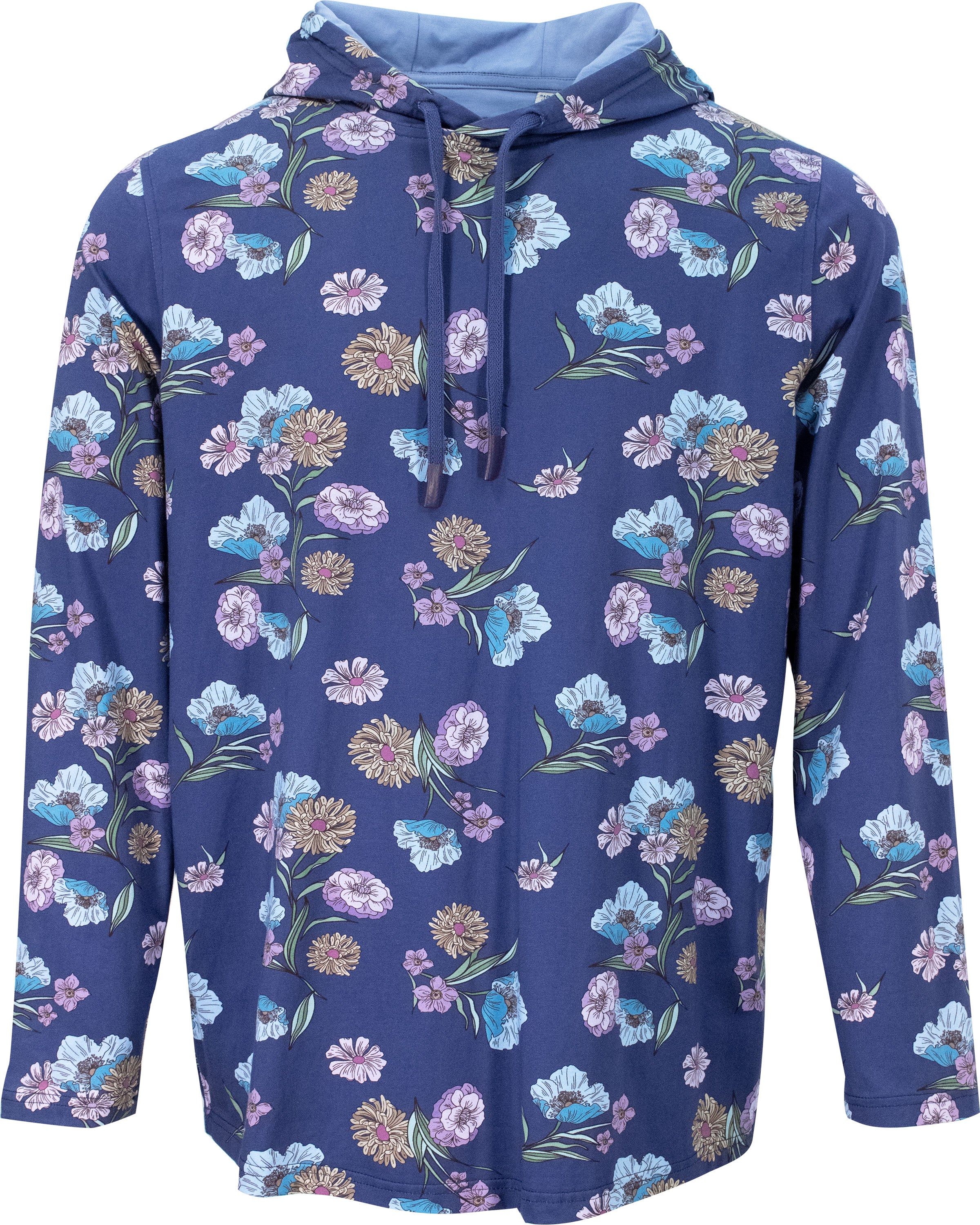 Blue Horatio Spaced Floral Printed Hoodie - Navy Large Lords of Harlech