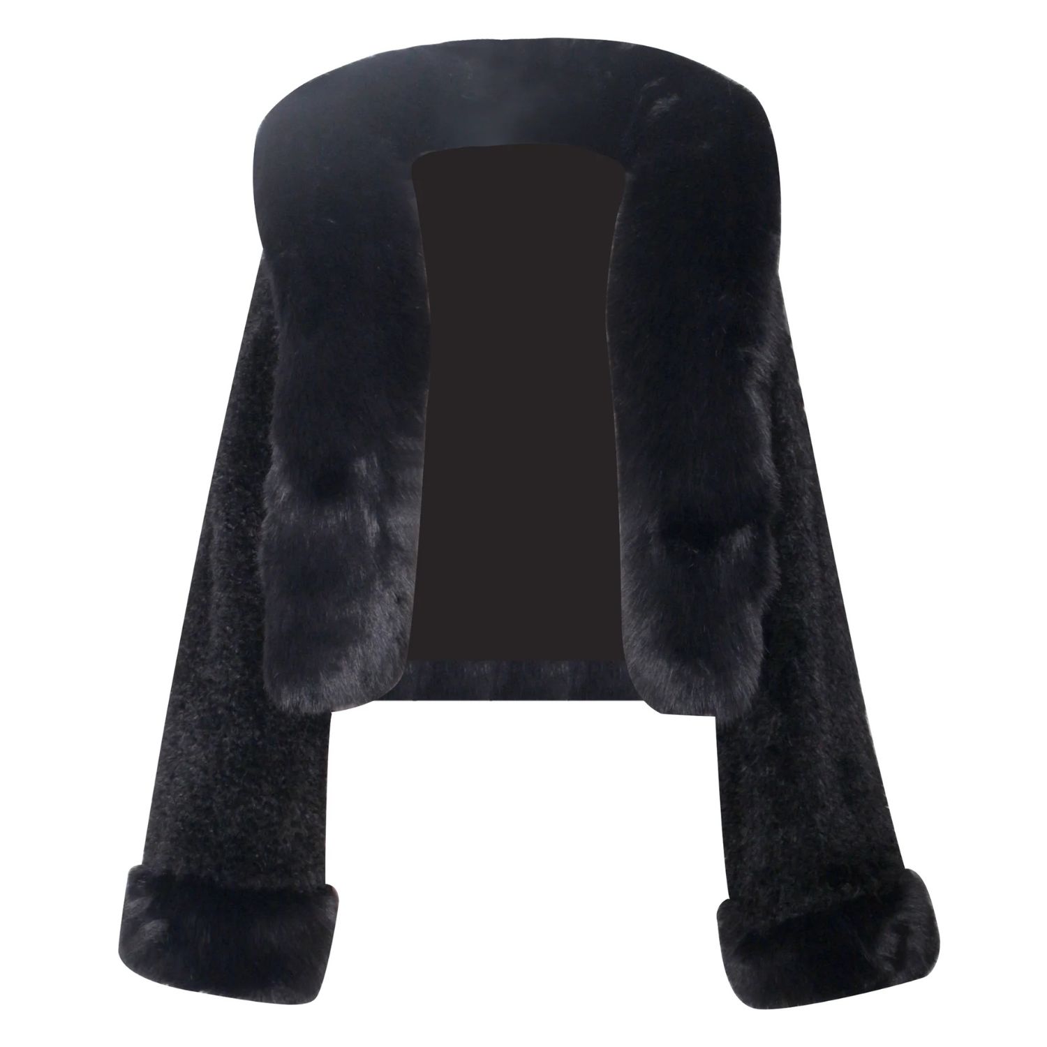Miss Circle New York Women's Kali Black Cropped Vegan Fur Jacket With Hood In Black