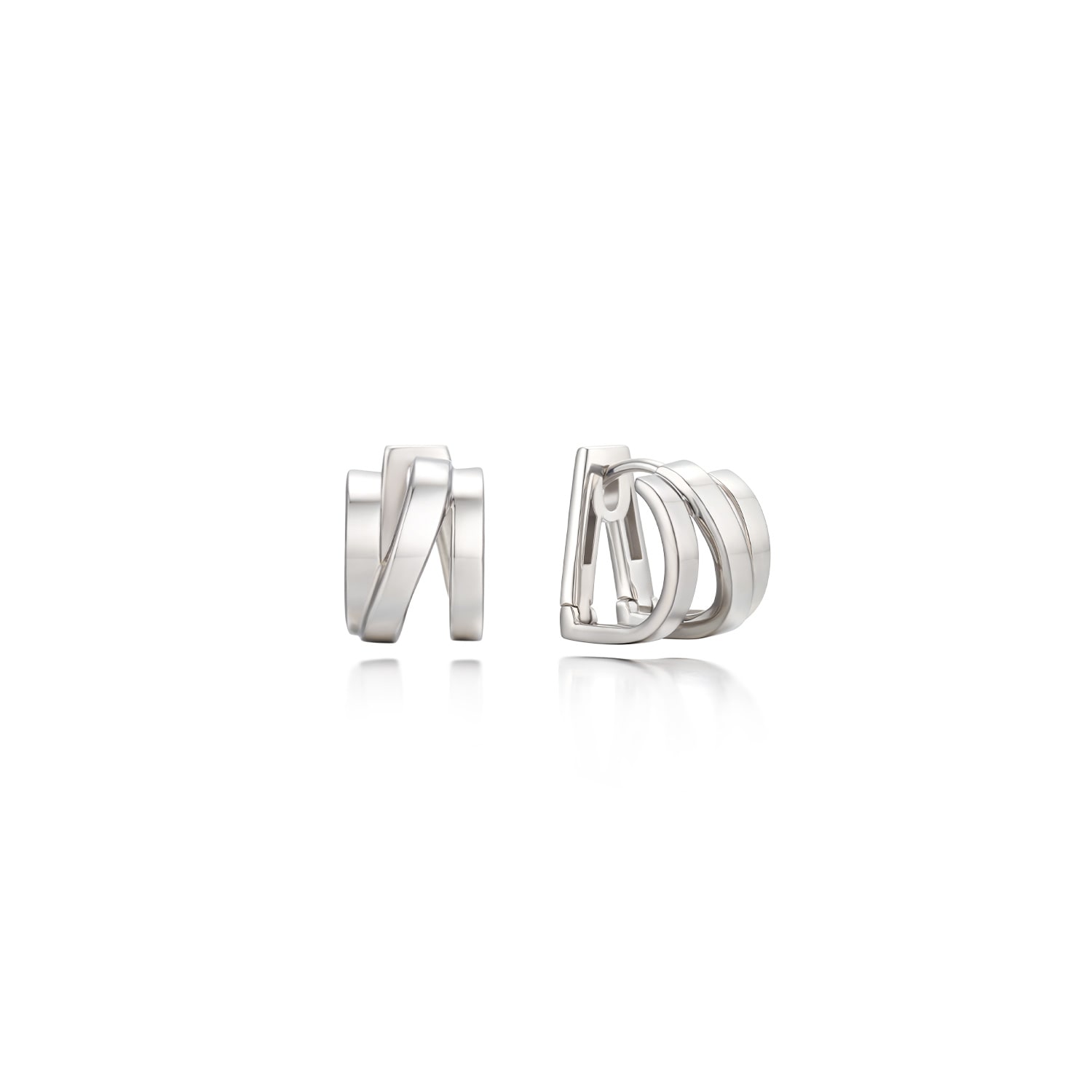 Didier Dubot Women's Miss. Doux Layered D-shape Silver Earrings In Silver