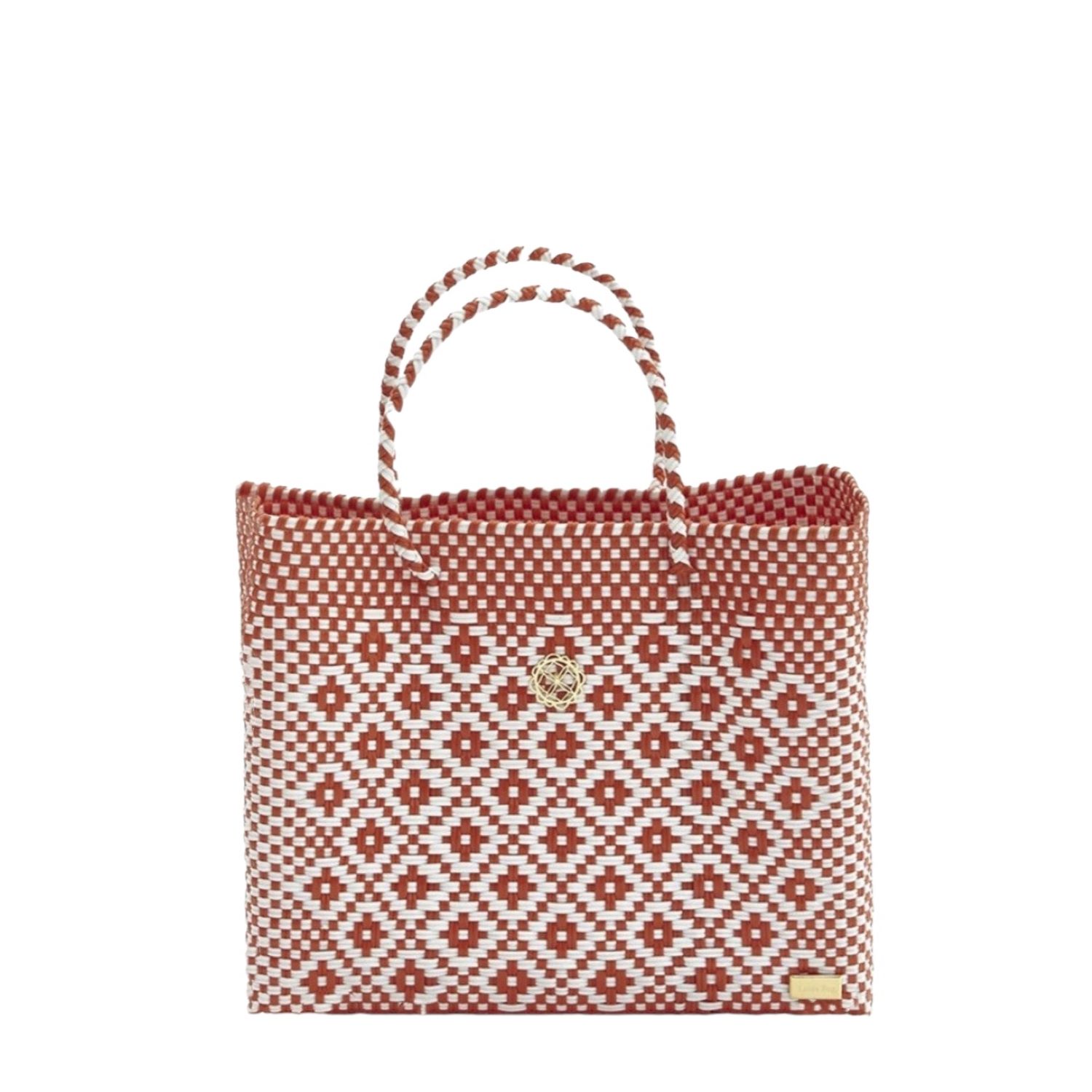 Women’s White Small Orange Aztec Tote Bag Lolas Bag