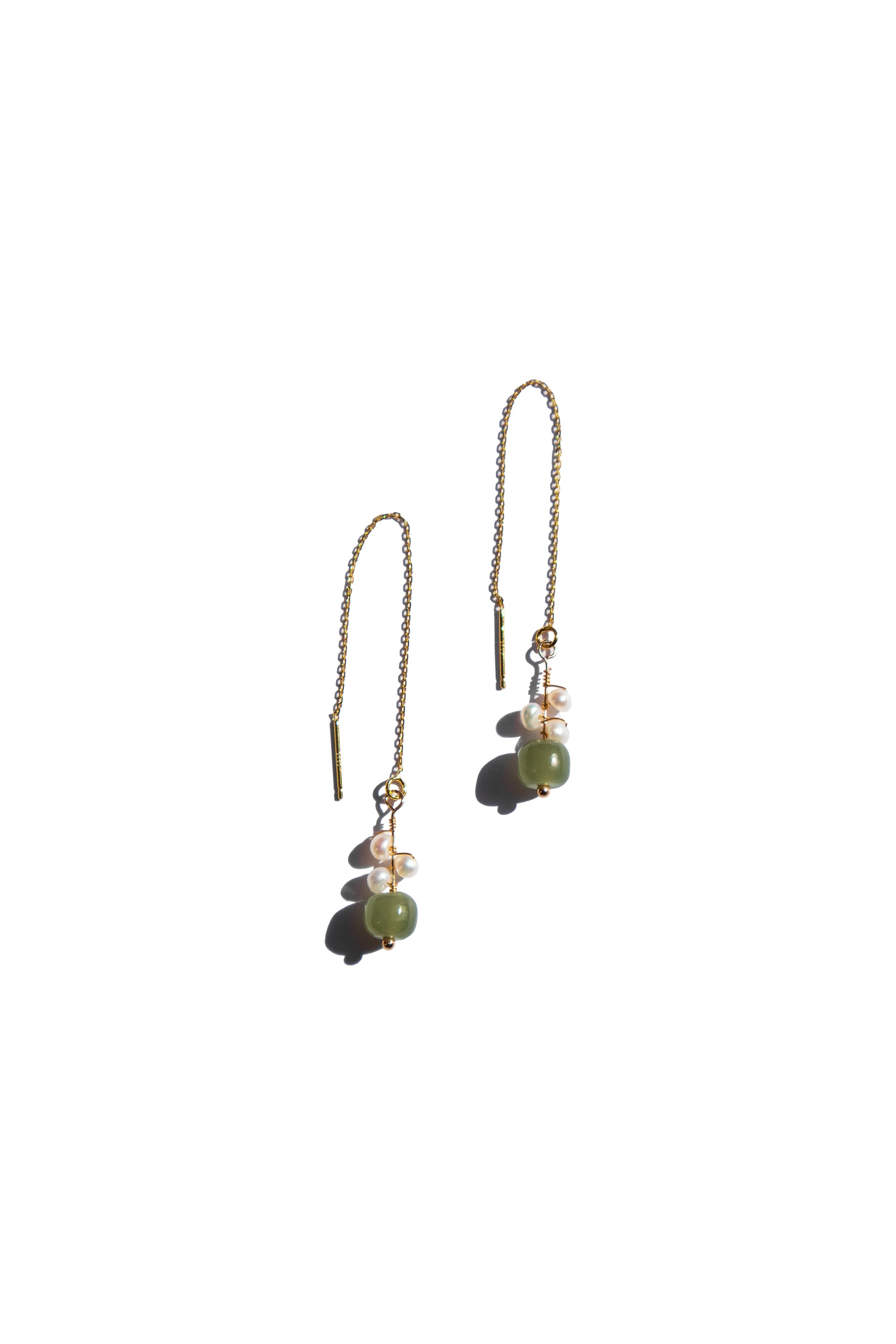 Seree Women's Green Madeleine Jade & Freshwater Pearl Drop Earrings In Gray