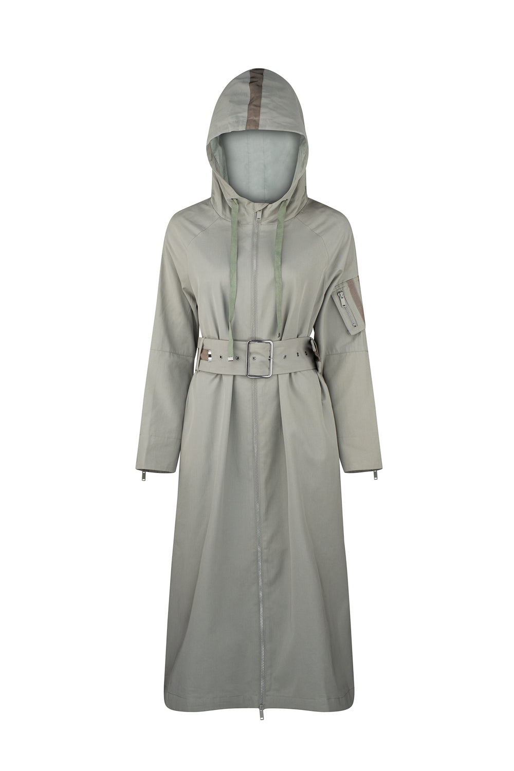 Women’s Green Helene Hooded Trench Coat - Pale Moss Medium Dref by D