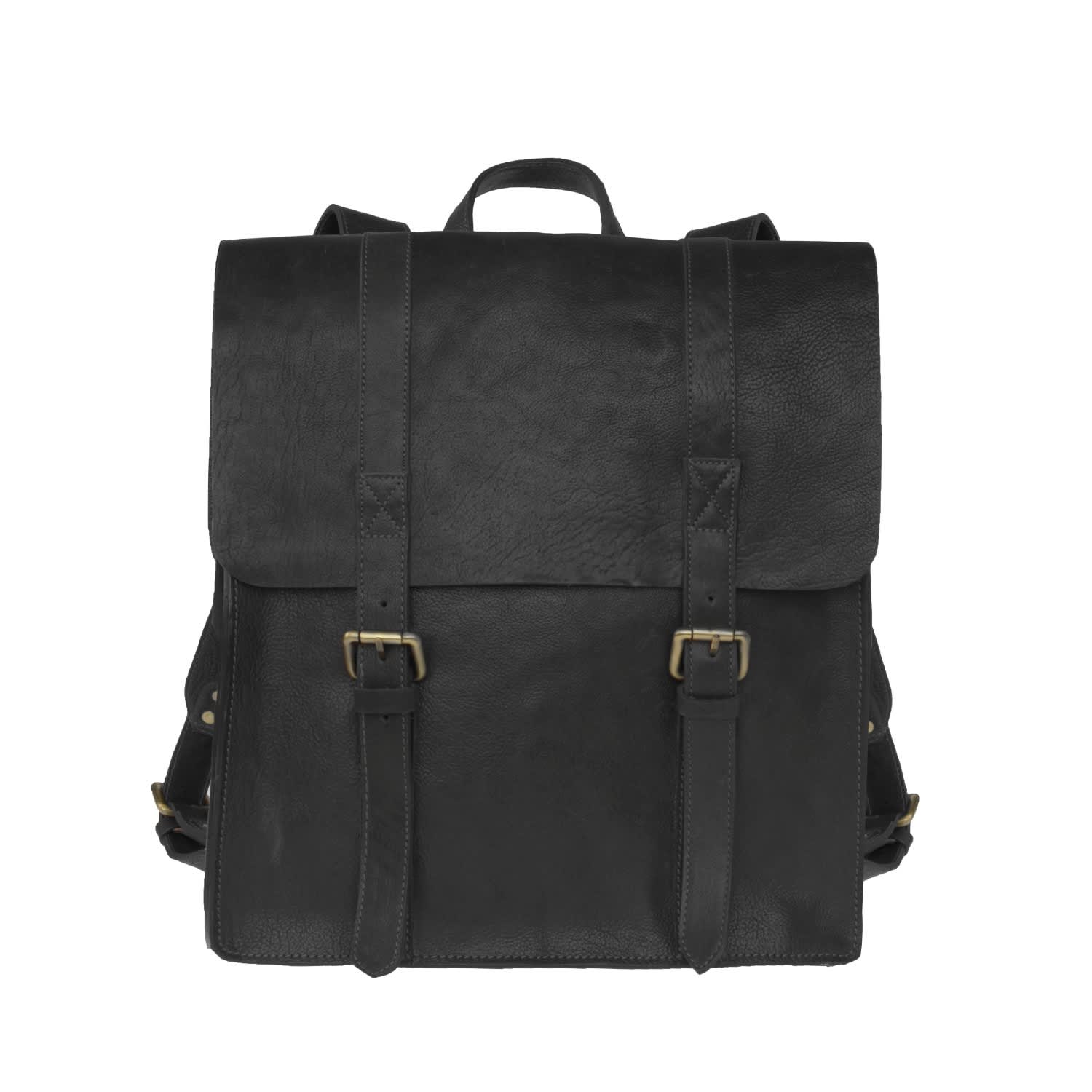 black leather backpack