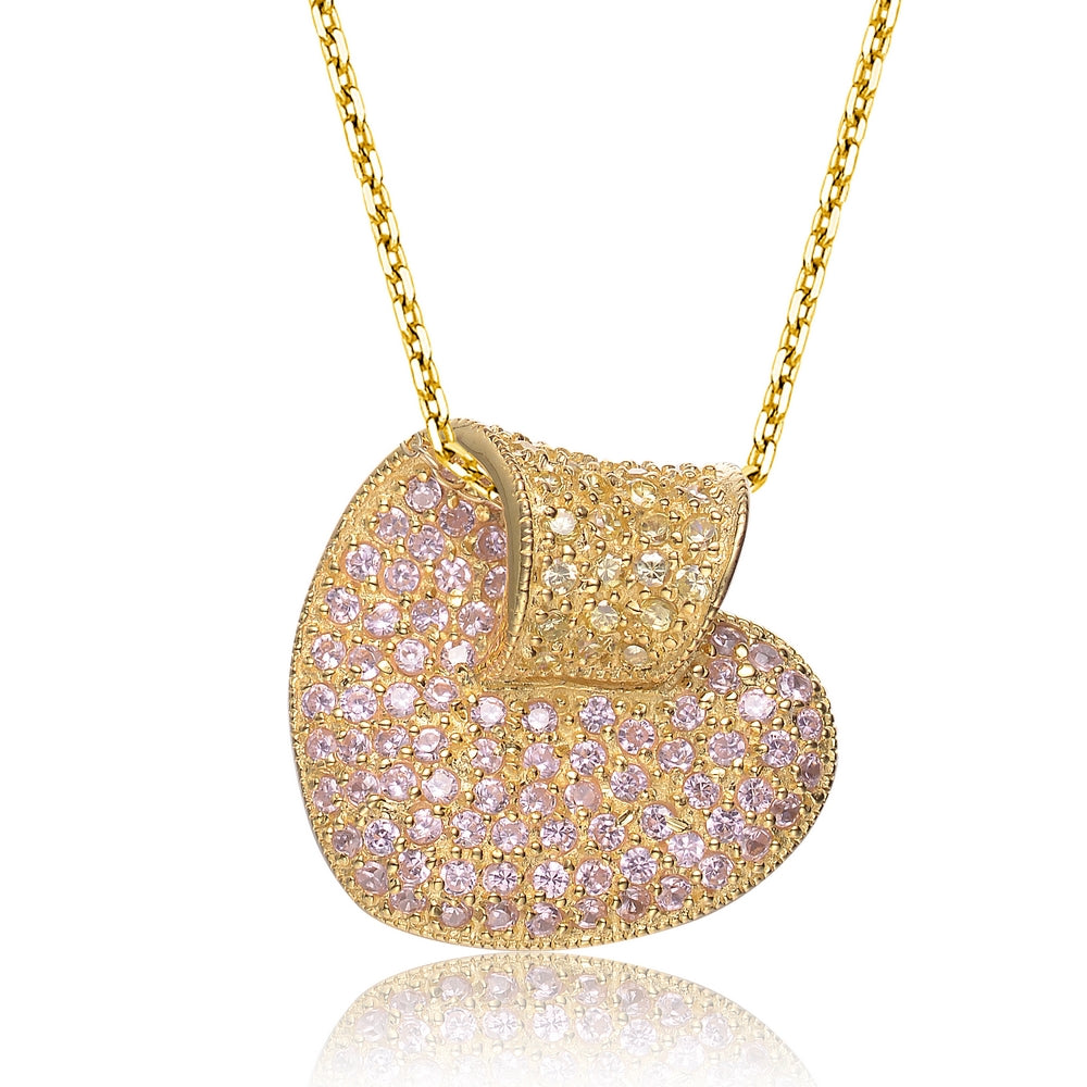 Women’s Gold / White Louise Golden Pink Heart Necklace Genevive Jewelry