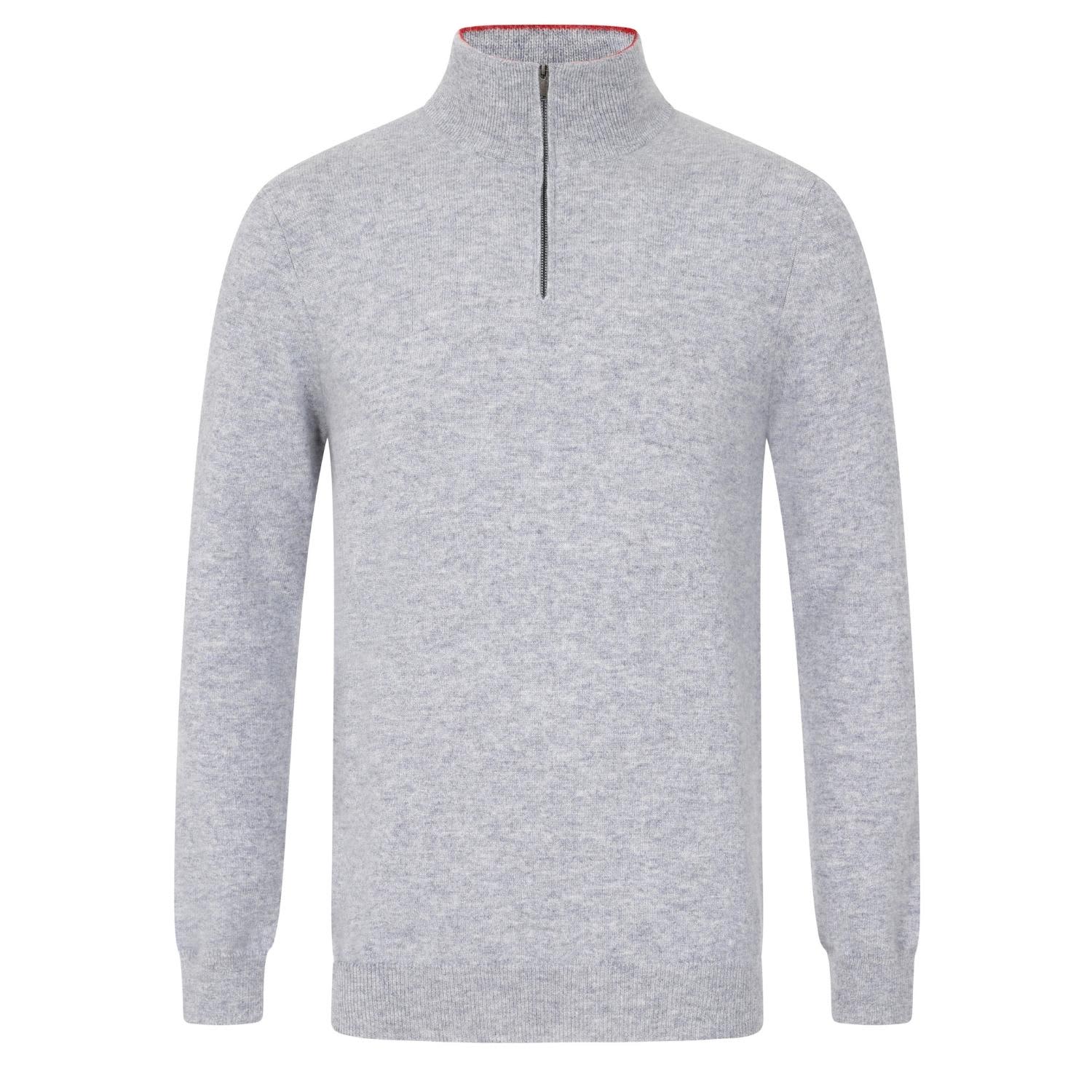 Mens Cashmere Half Zip Sweater In Quarry Grey | Loop Cashmere