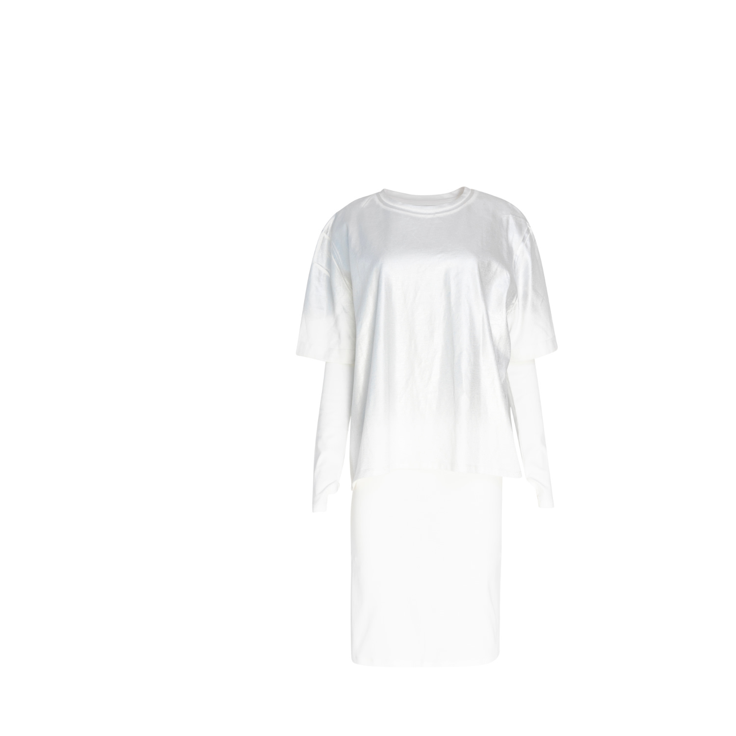 Circular Path Women's White / Silver Doubled Layer Dress - Metallic White In Multi