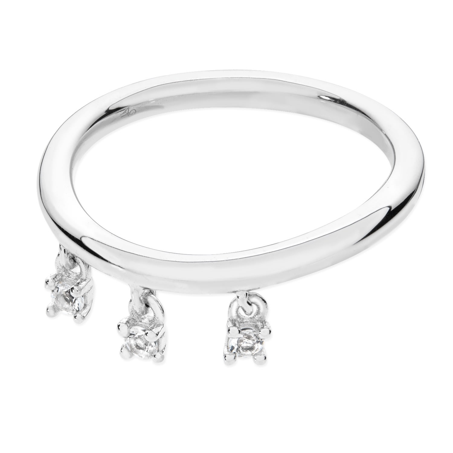 Lucy Quartermaine Women's Silver Tri Skinny Drip Ring With White Topaz In Metallic