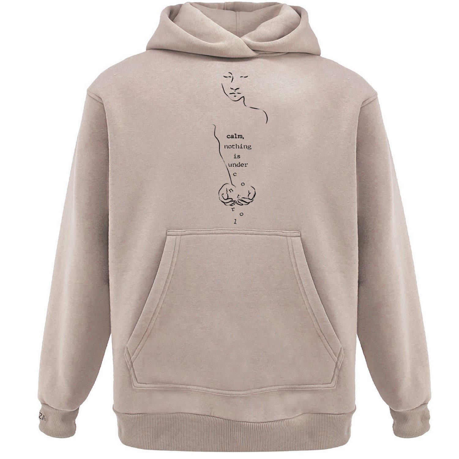 Neutrals Control Beige Embroidered Men’s Hoodie Small Hamza