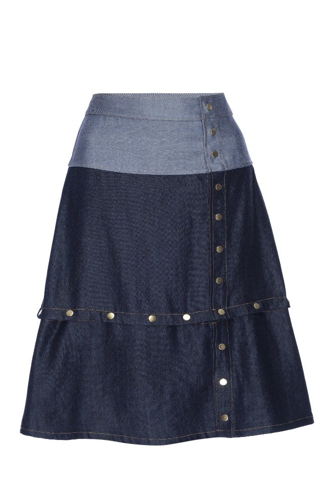 Women’s Blue Gia Antiqued Multi-Length Denim Skirt Extra Large Lahive