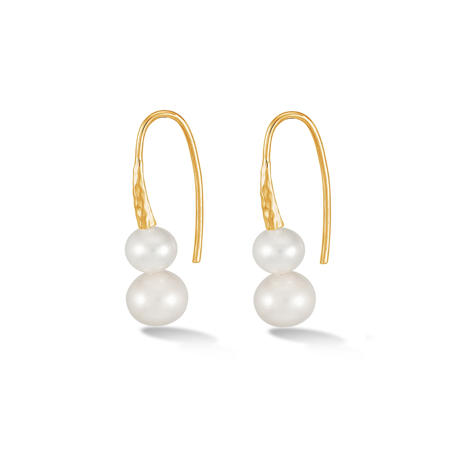 Dower & Hall Women's Gold White Freshwater Pearl Duo Earrings In Vermeil In Gold