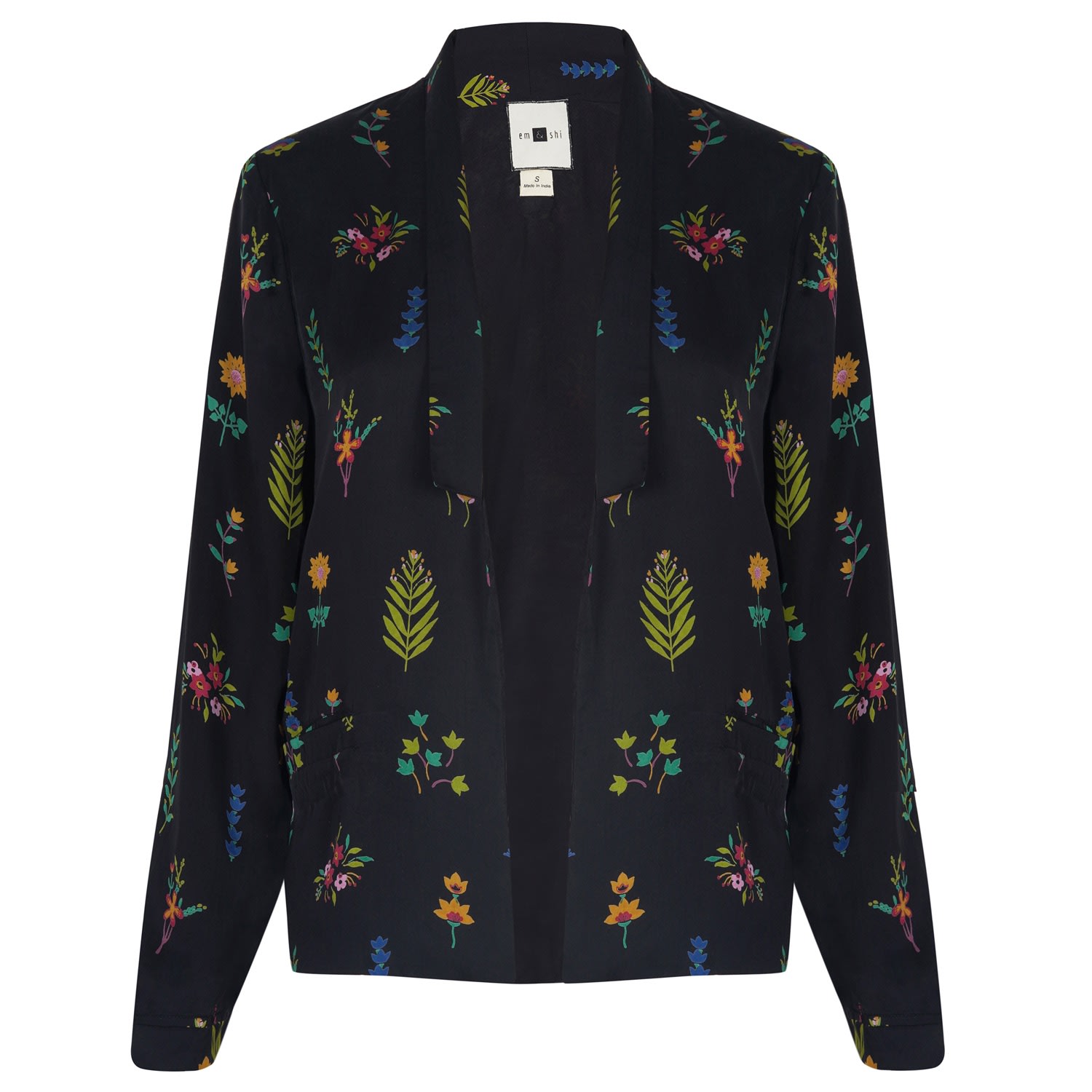 Em & Shi Women's Black Midnight Botanica Blazer