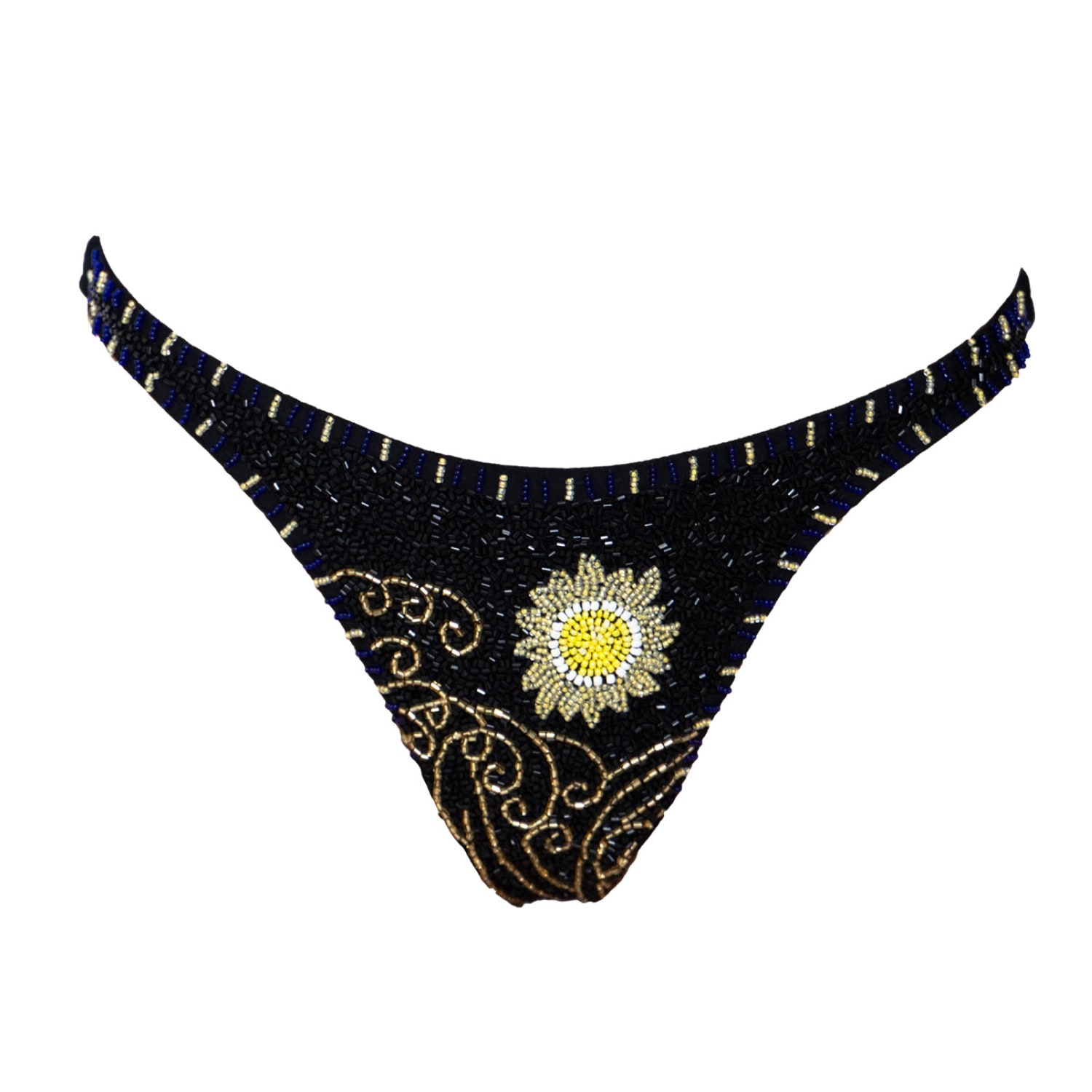 Self-adore Women's Black / Gold Dark Tide Hand-beaded Embellished Bikini Bottom