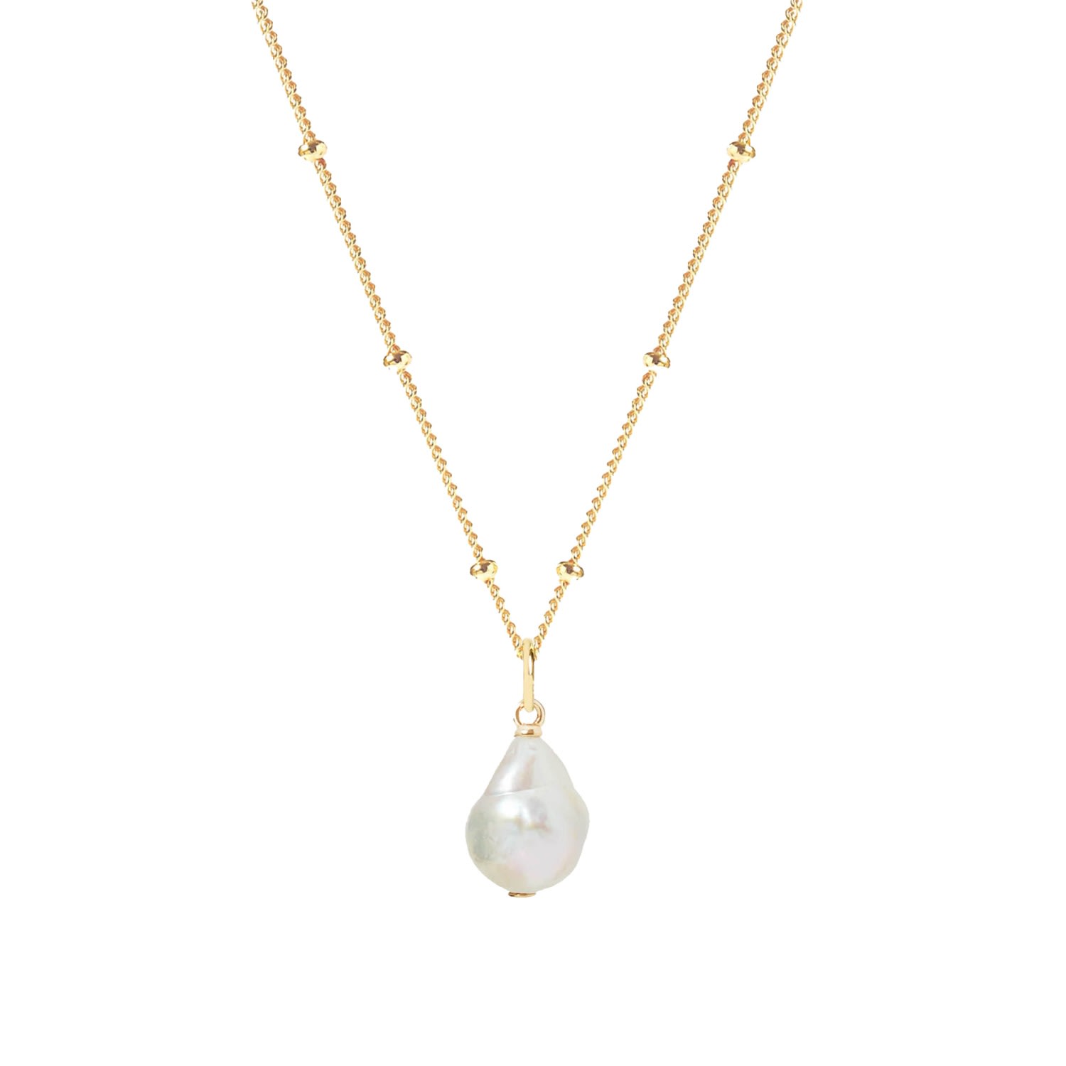 Muru Women's Freshwater Pearl Bead Chain Necklace Gold In Gold