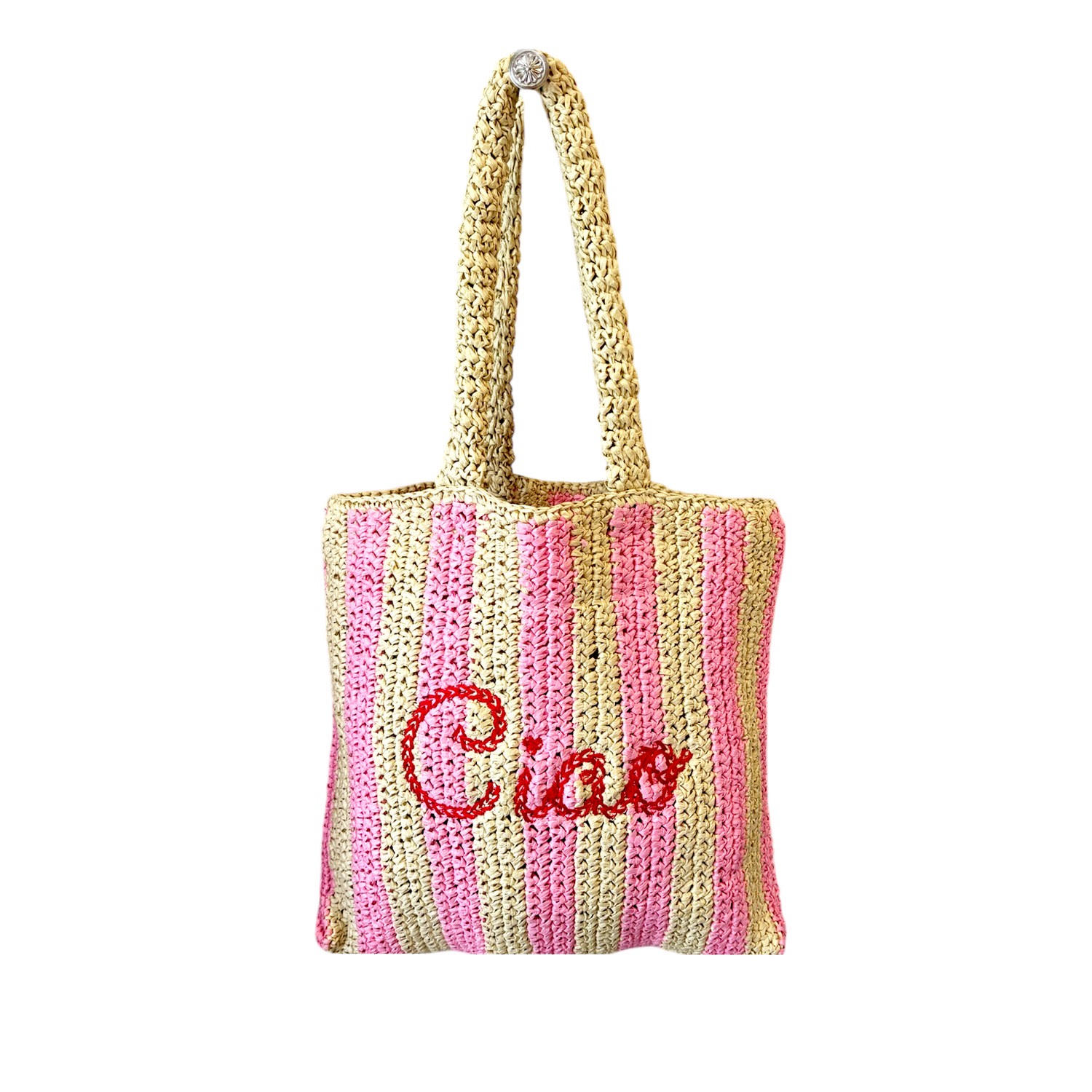 Lilly Loves Women's Pink / Purple Ciao Pink And Red Straw Beach Bag