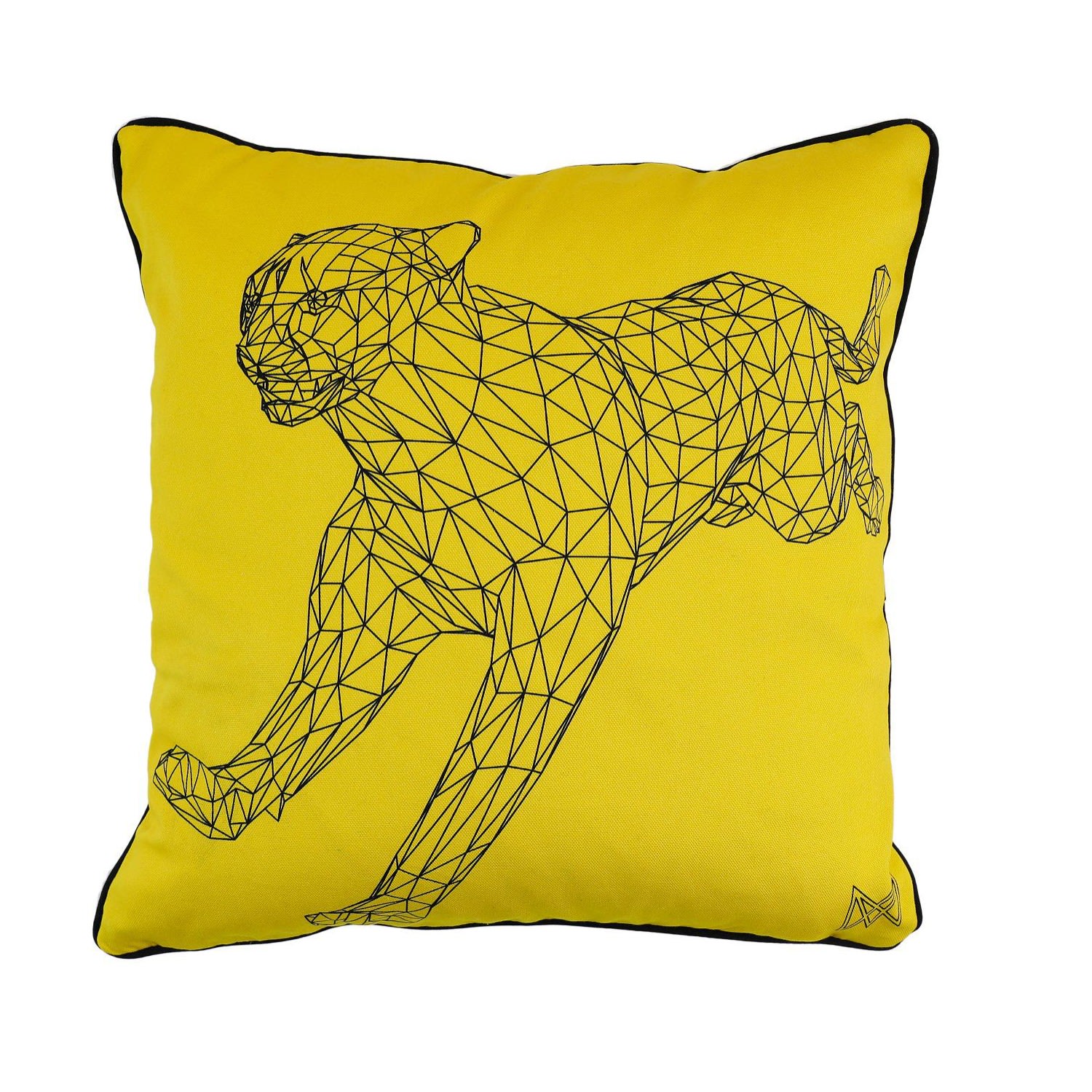 Yellow / Orange Cheetah Cushion - Yellow & Black Marokka Design