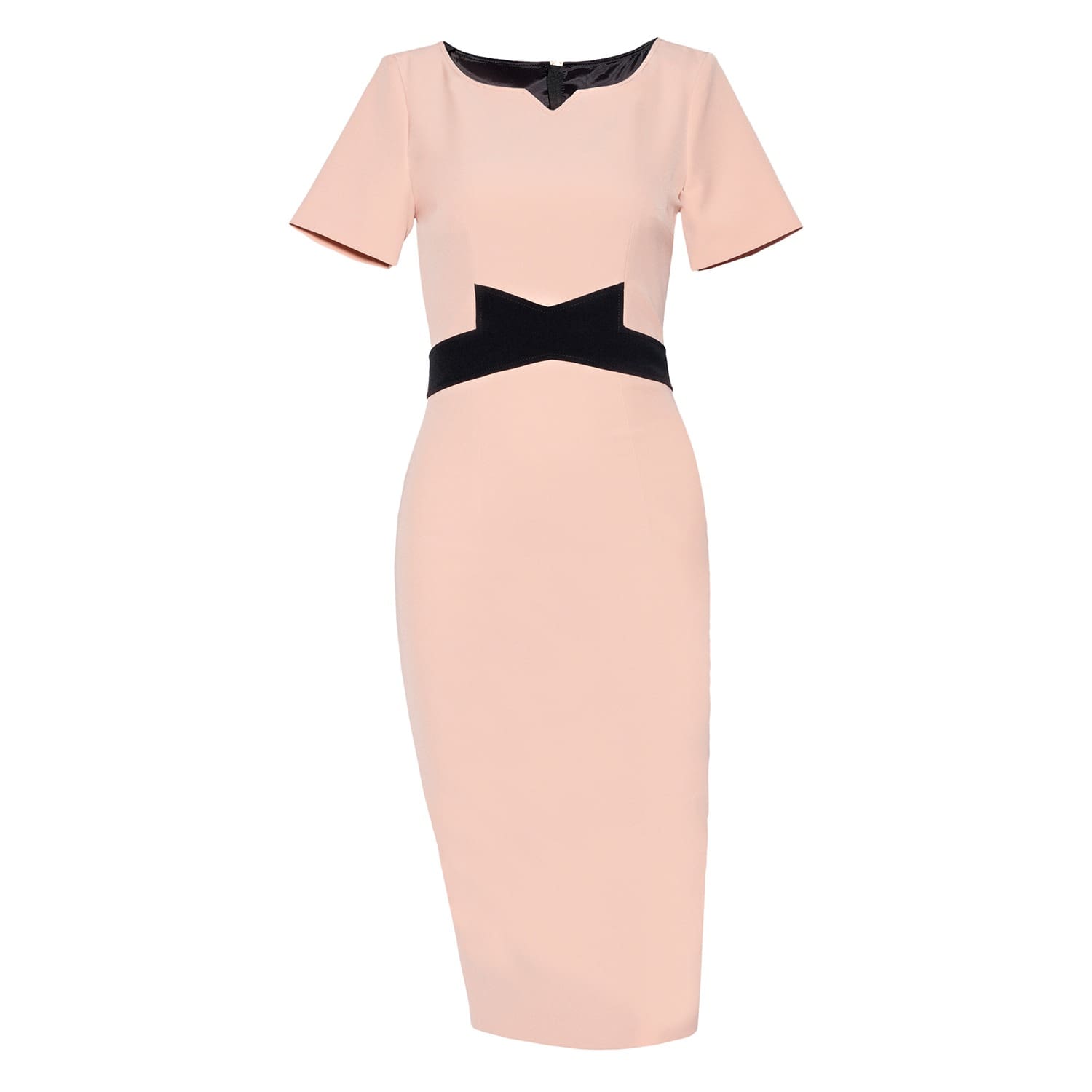 pink and black bodycon dress