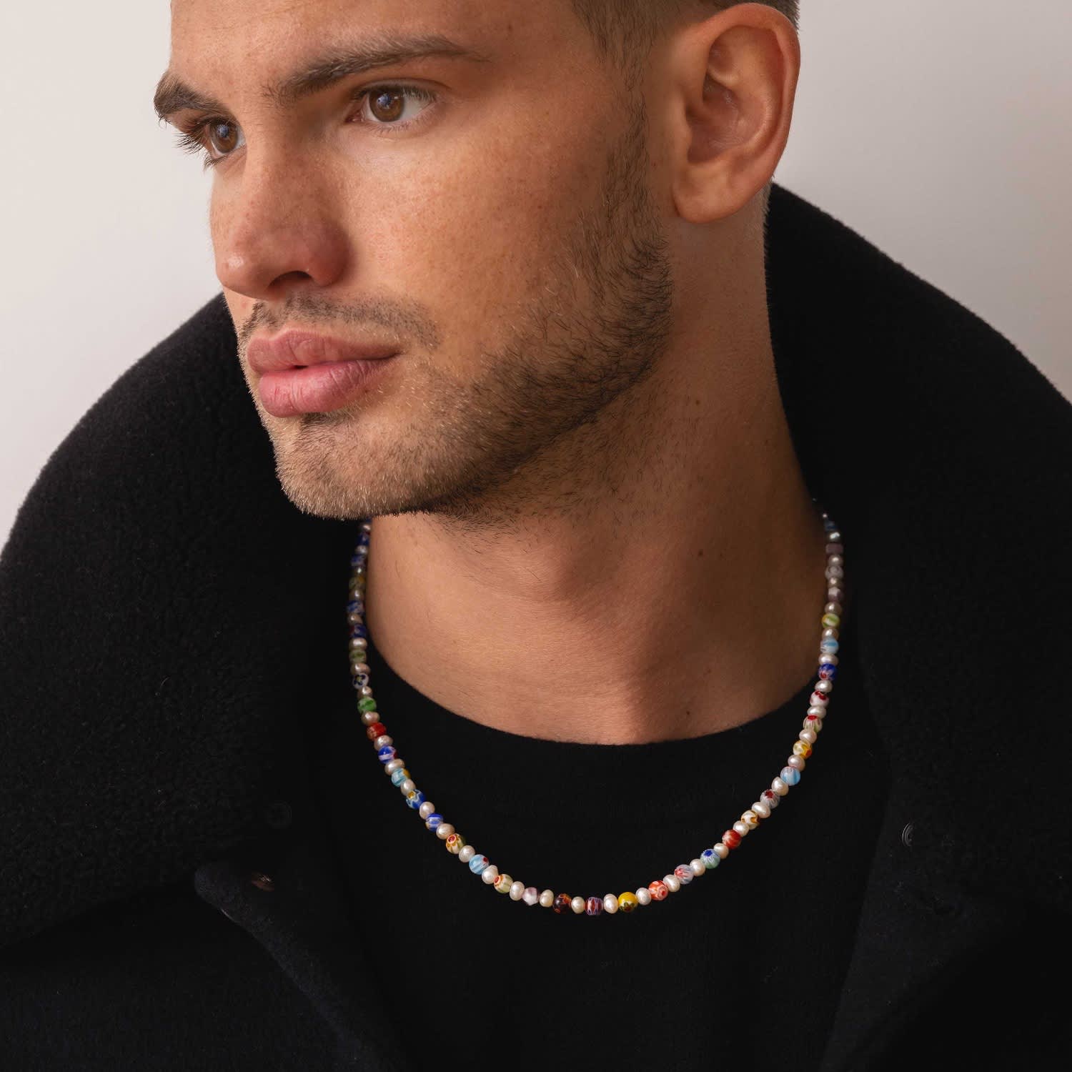 Pearl Necklace Men Fashion, Mens Pearl Choker Necklace