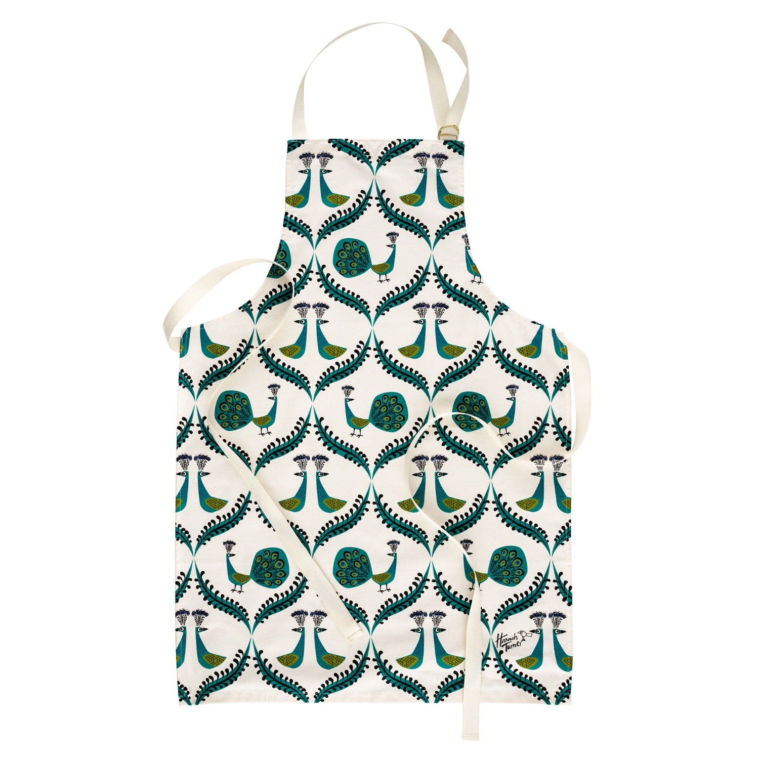 White / Green / Black Peacock Apron Hannah Turner