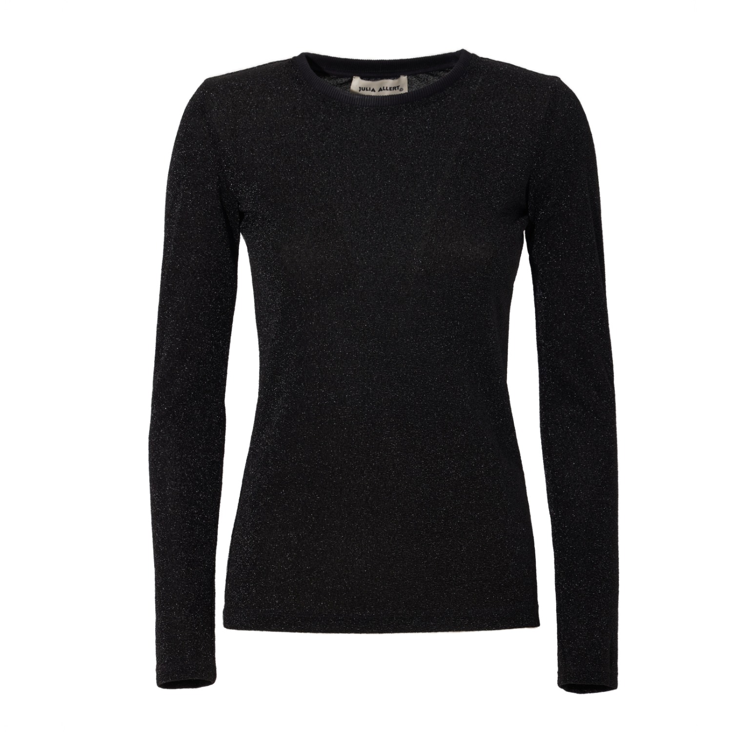 Julia Allert Women's Fitted Long Sleeve Top Black Lurex In Black
