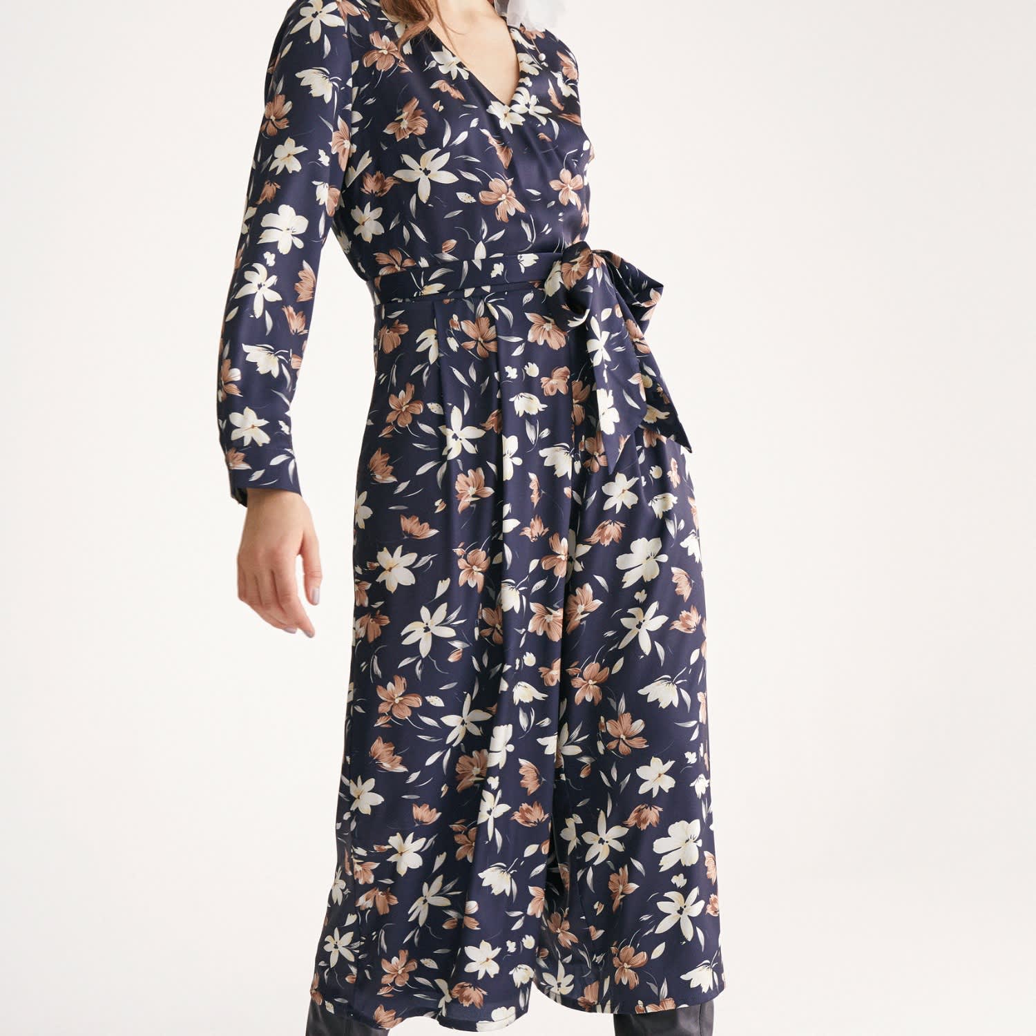 navy floral culotte jumpsuit