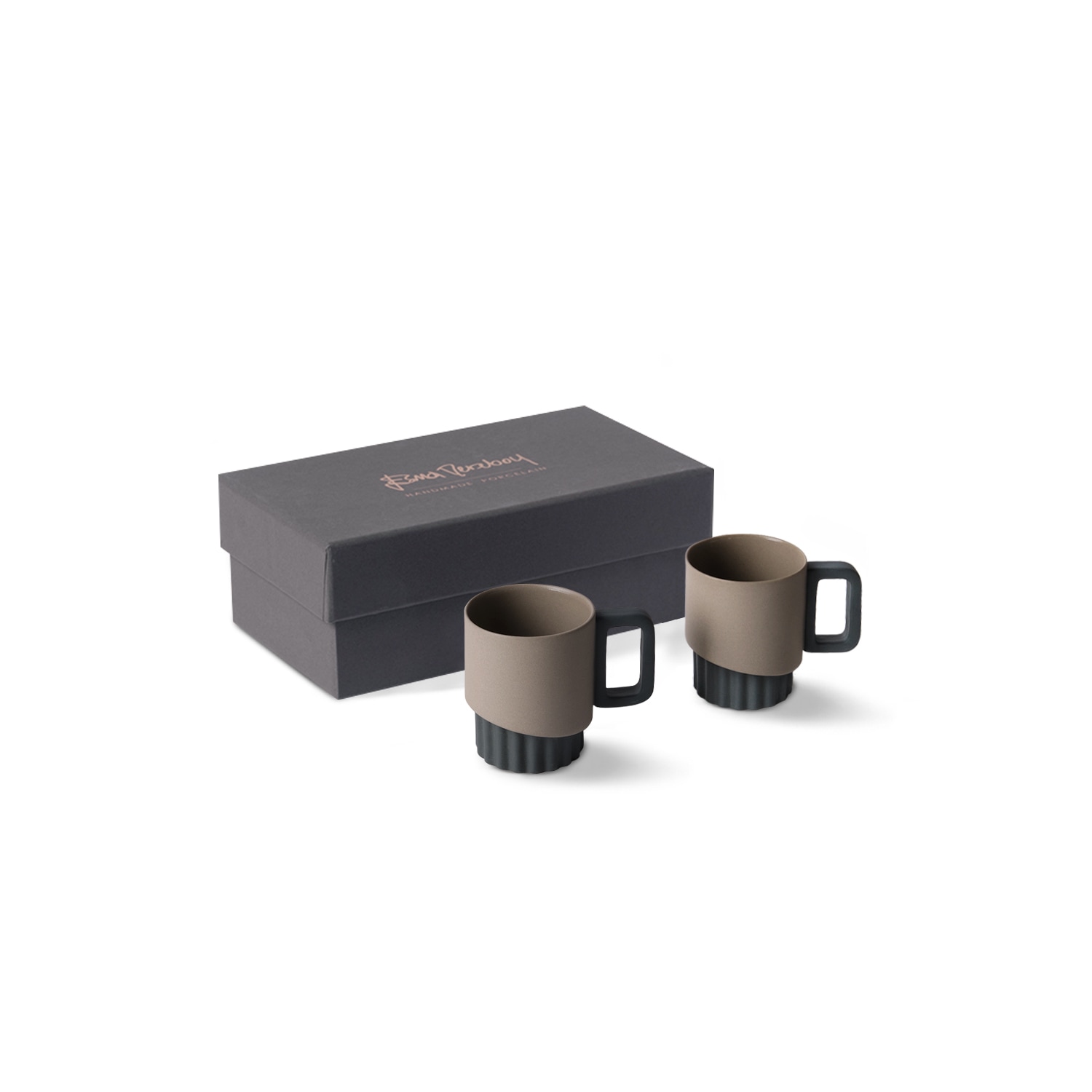 Black / Grey Corinth Espresso Cup Set Of Two Black Rock Esma Dereboy