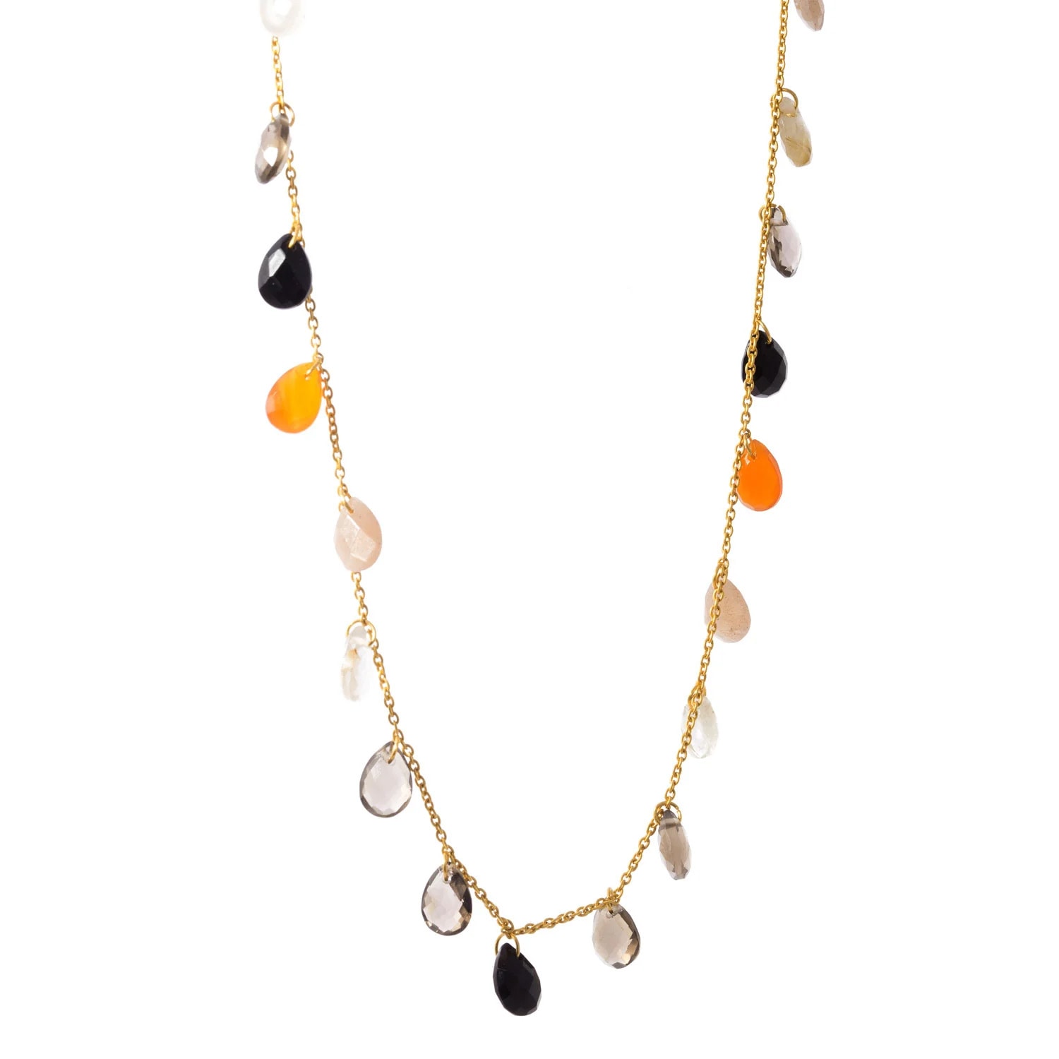 Women’s Gold Livia Collier - Carnelian, Black Onyx, Peach Moonstone & Smokey Quartz Boheme Sg