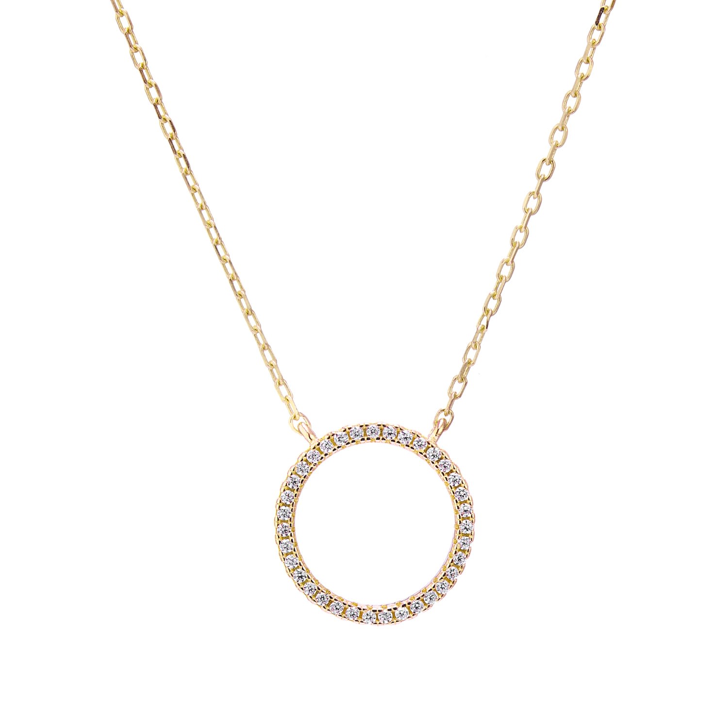 Women’s Chora Mini Circle Yellow Gold & Cubic Zirconia Necklace Auree Jewellery