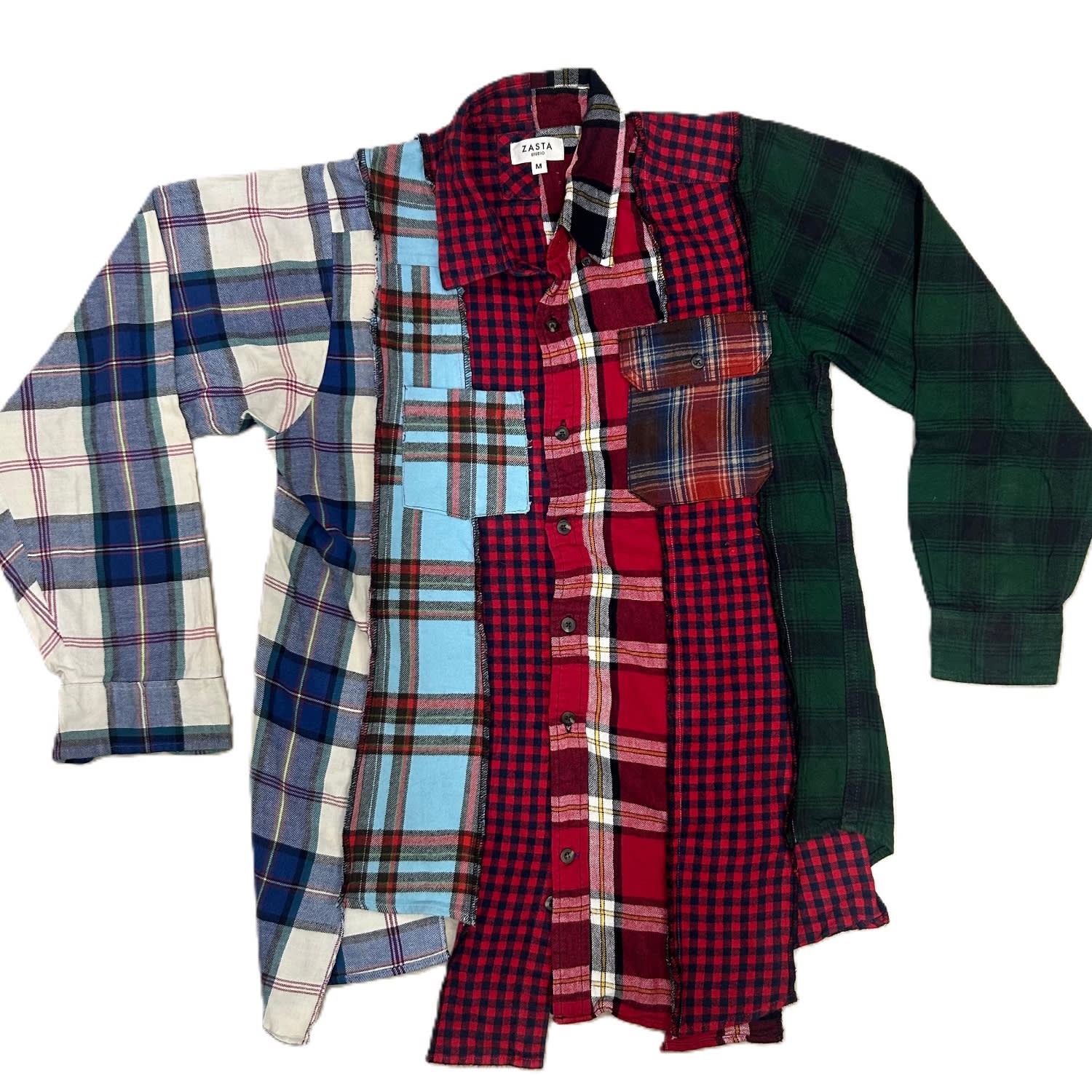 Zasta Studio Men's Deconstructed Flannel Shirt I In Multi
