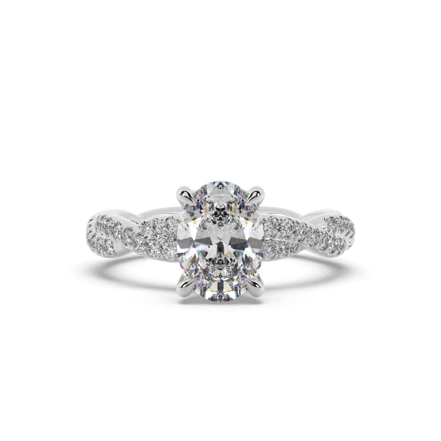 Artisan Women's White Gold With Oval Cut Lab Grown Diamond Cocktail Ring