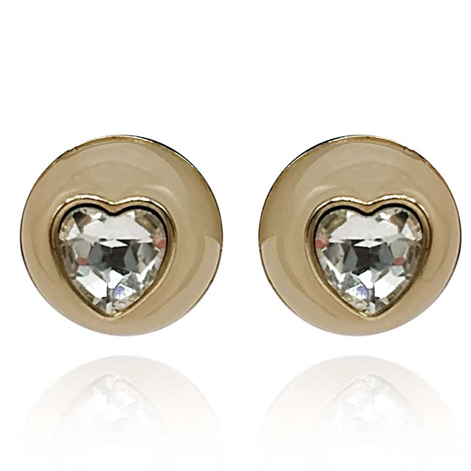Michael Nash Jewelry Women's White / Neutrals / Gold Translucent Resin Earring With Crystal Heart Stone