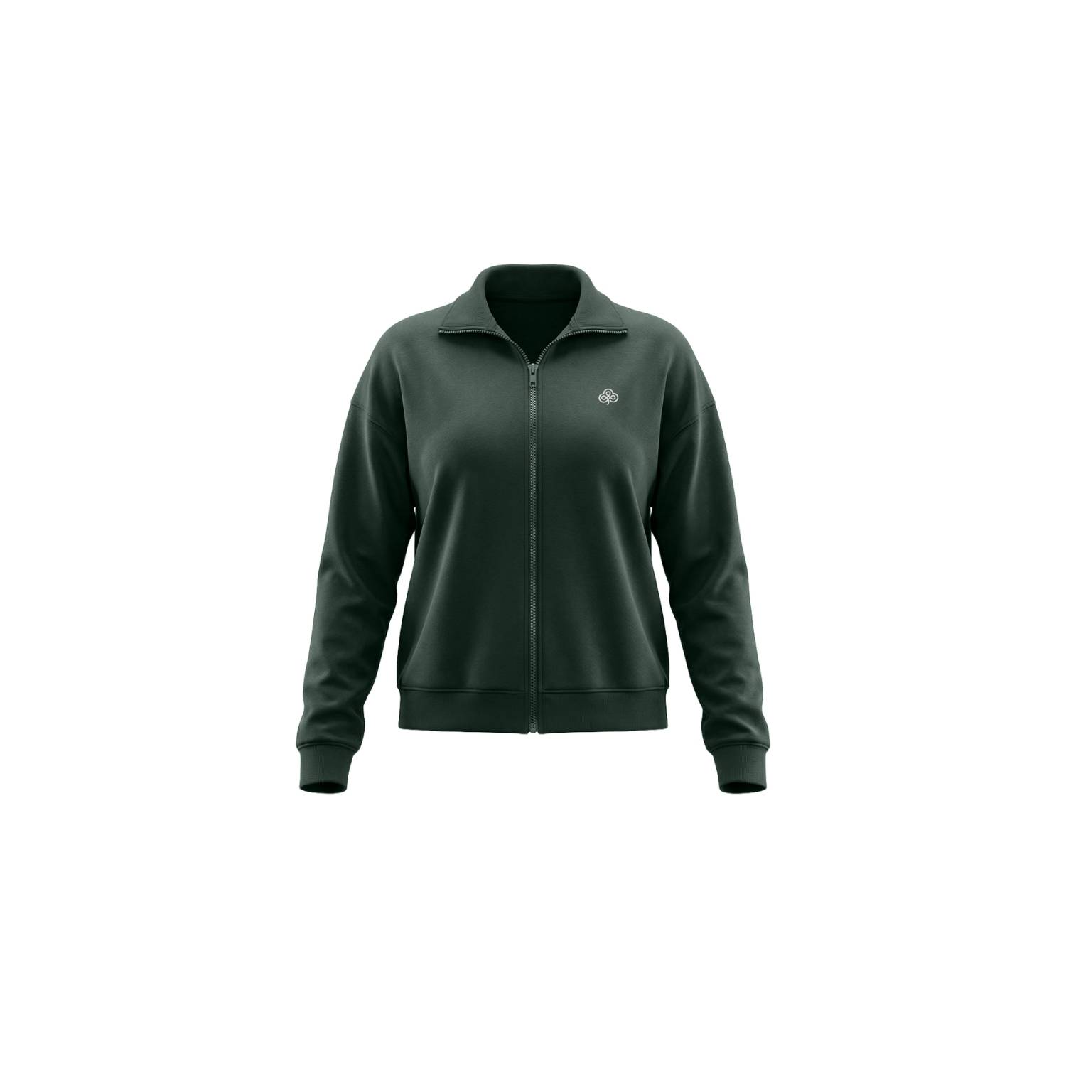 Be Athletica Women's Green Varsity Athletica Full-zip Sweatshirt - Moss