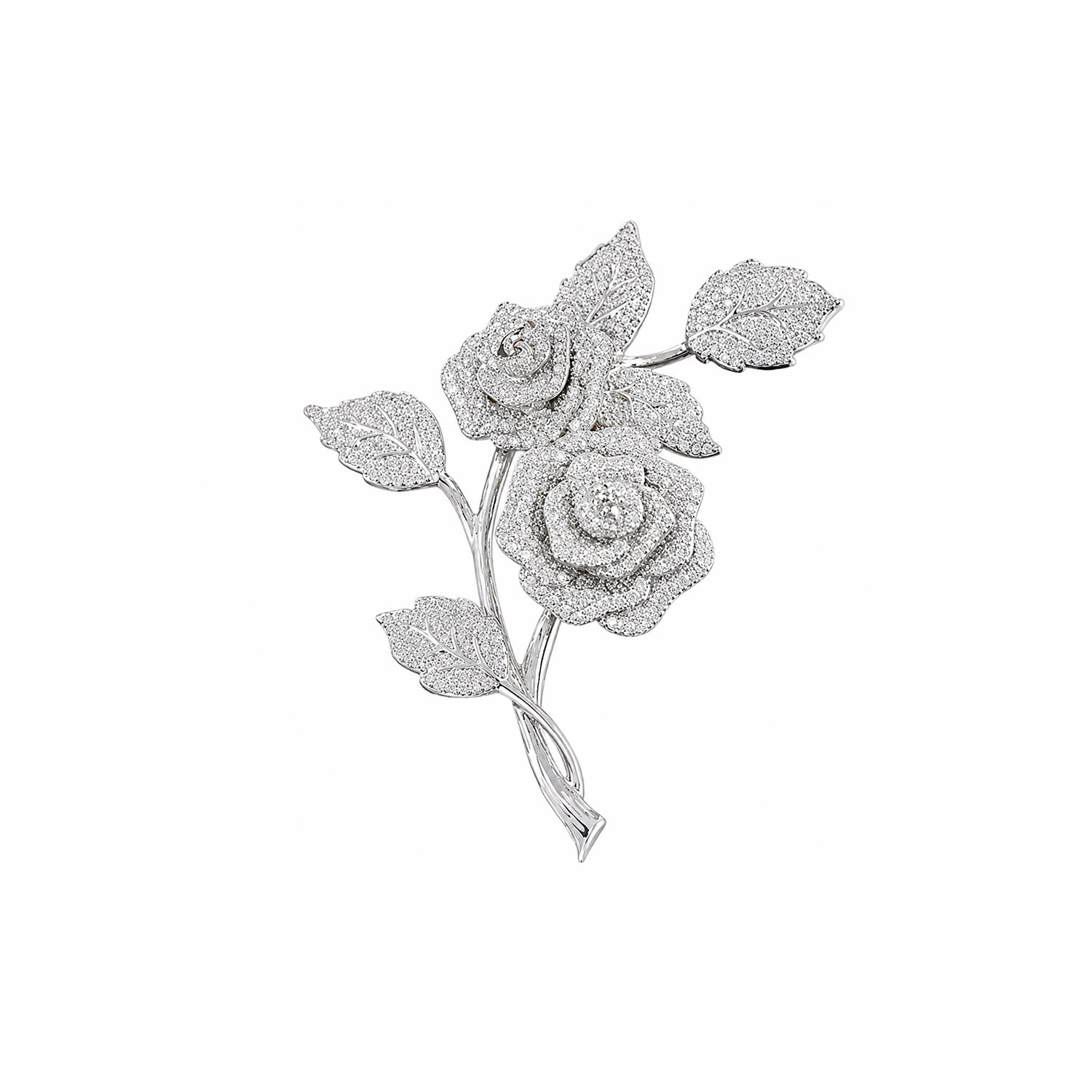 Women's Silver Crystal Roses Brooch | Chanel Joan Elkayam