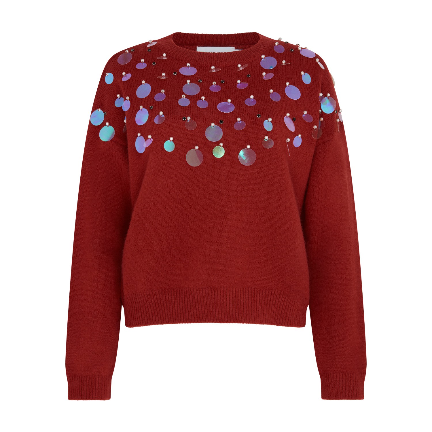 Sour Figs Women's Iridescent Sequin-embellished Jumper In Burgundy Red In Red