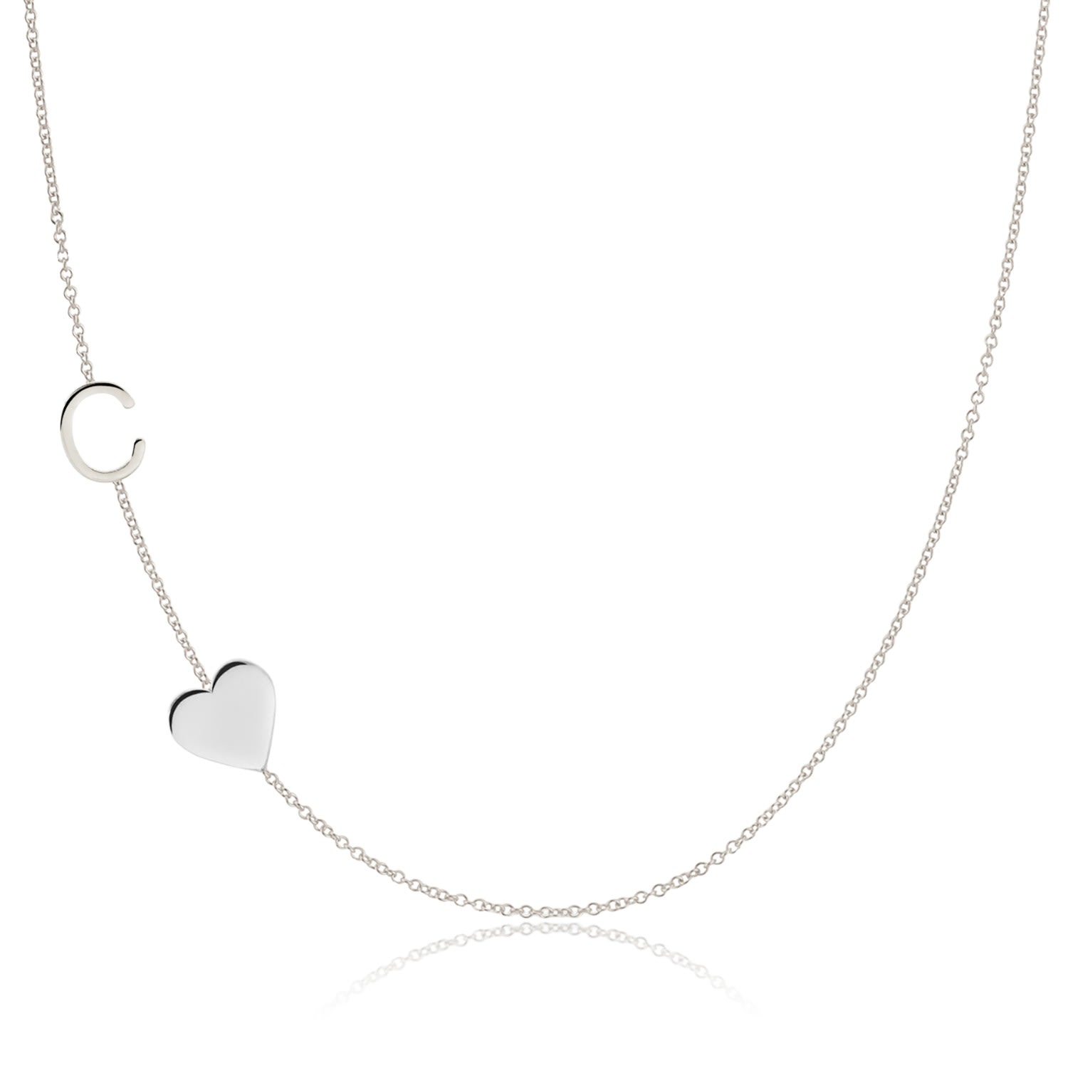 Maya Brenner Women's Monogram Necklace With Heart 14k White Gold - 16" In Metallic