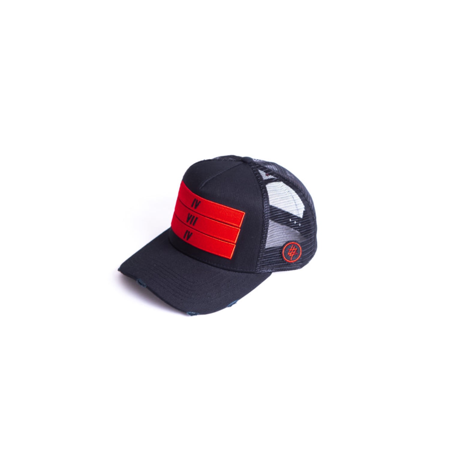 Men’s Black / Red 474 Red 3 Bars Trucker Hat - Black, Red 474 Co