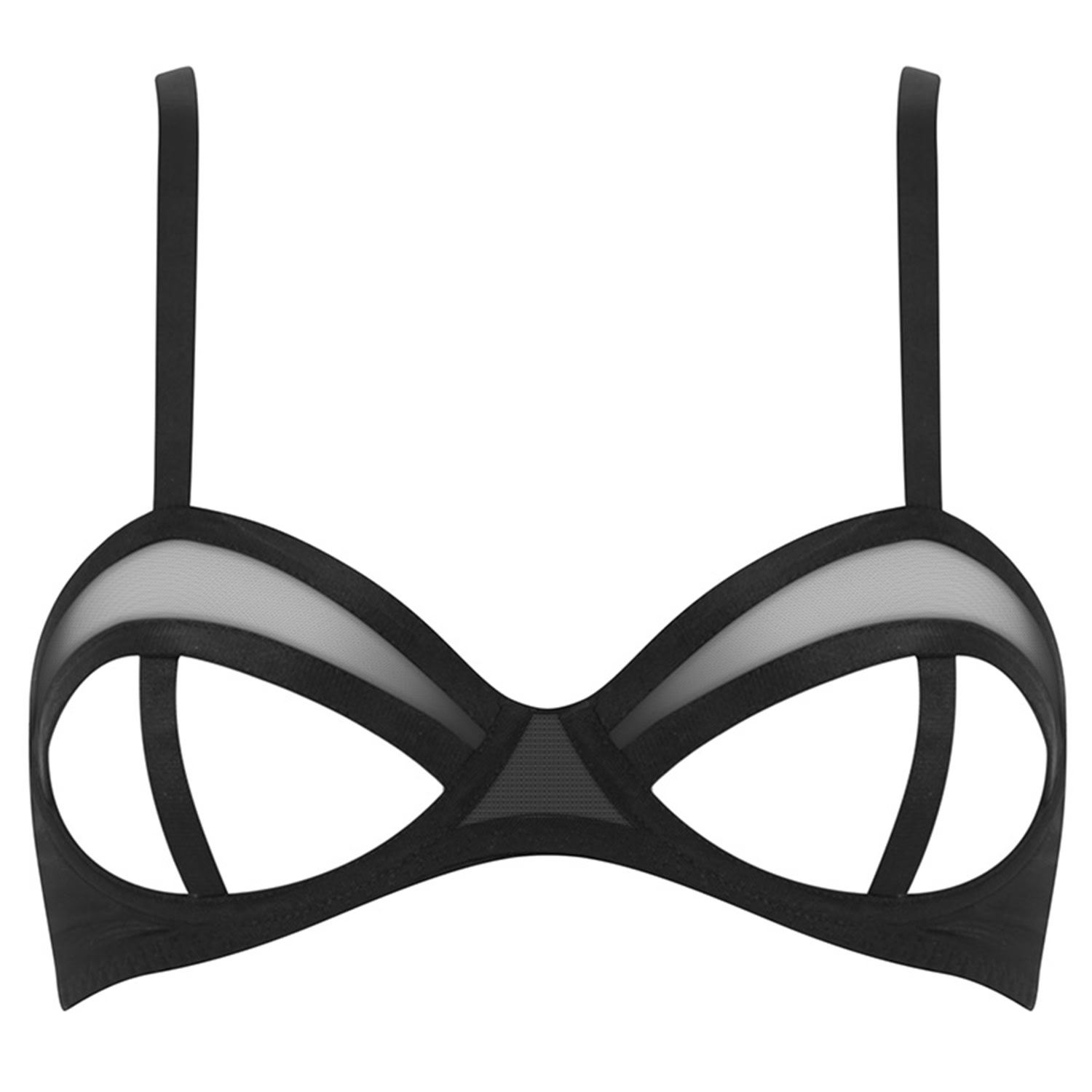 Reckless Wolf Women's Black Prey Bra - Mesh Wired Bra With Cutouts In Black