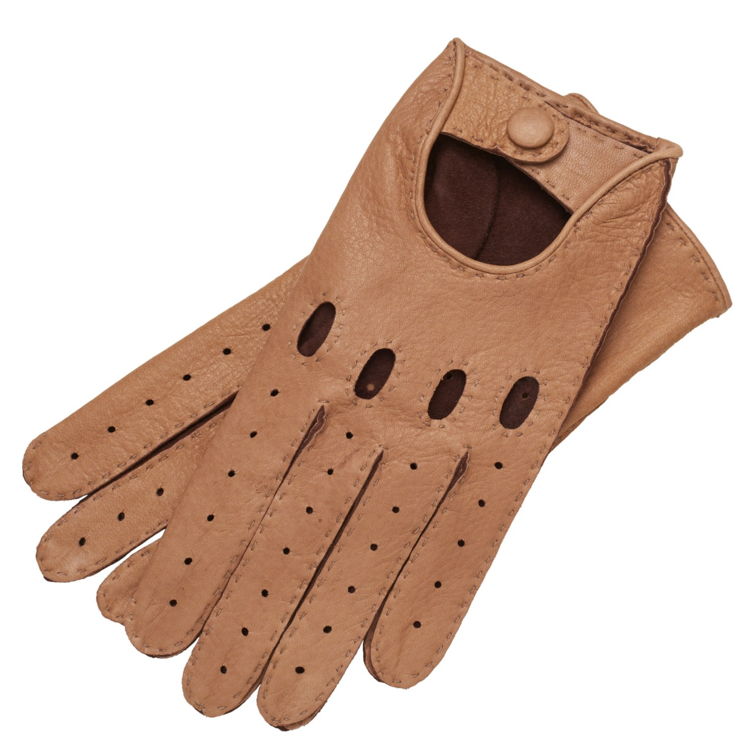 1861 Glove Manufactory Brown Rome - Men's Deerskin Driving Gloves In Coco In Brown