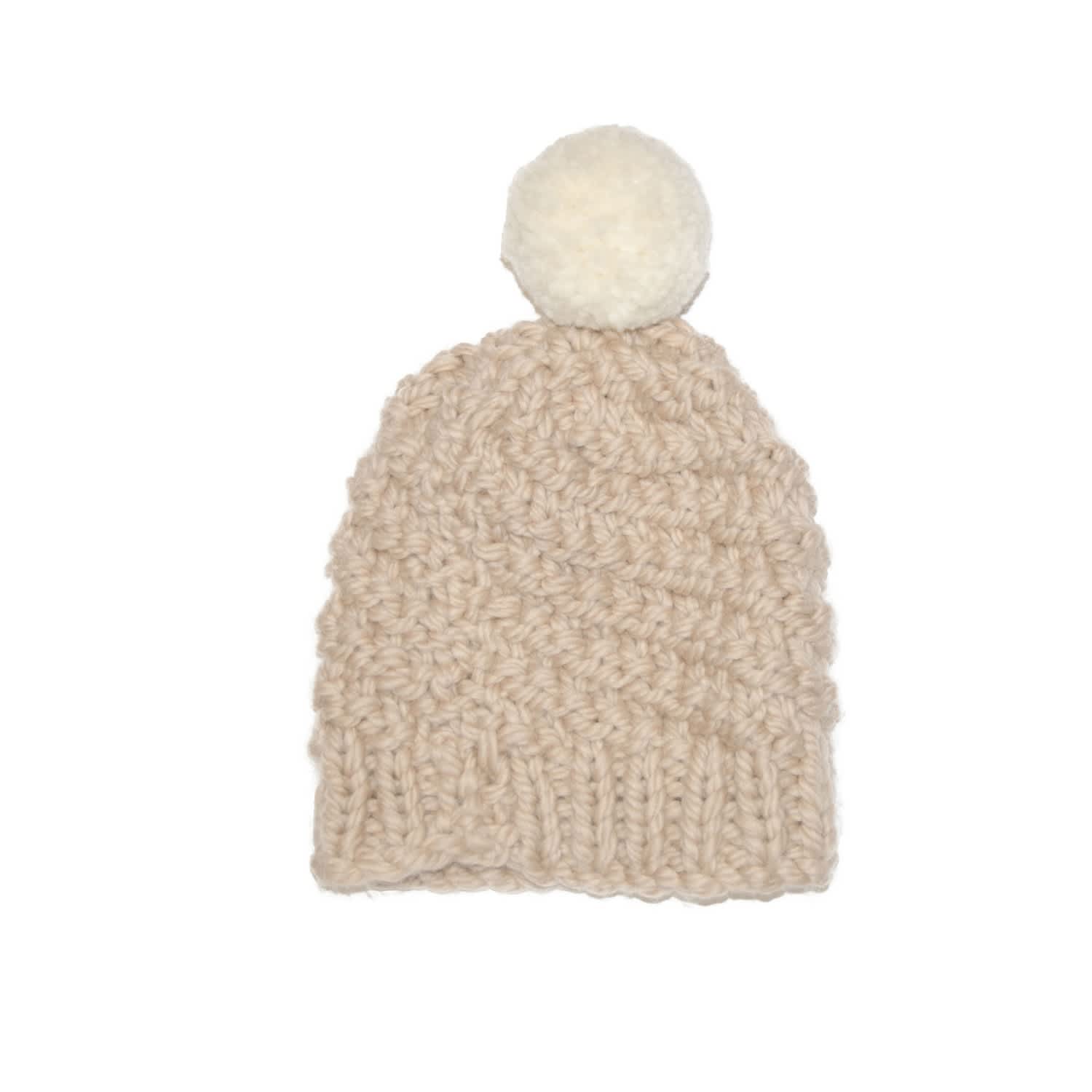 beige bobble hat