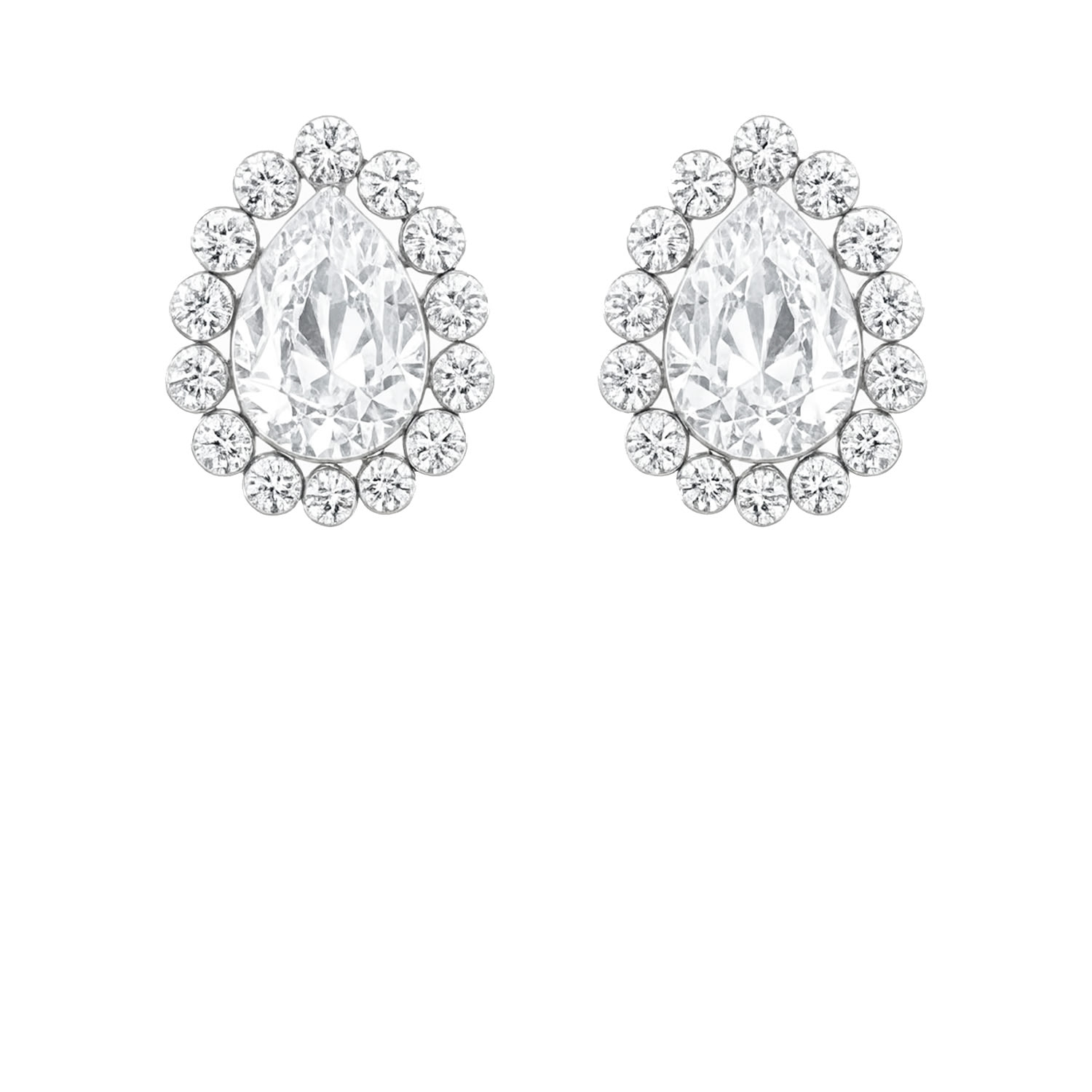 The Gala Women's Silver Pear Cluster Halo Stud Earrings In Metallic