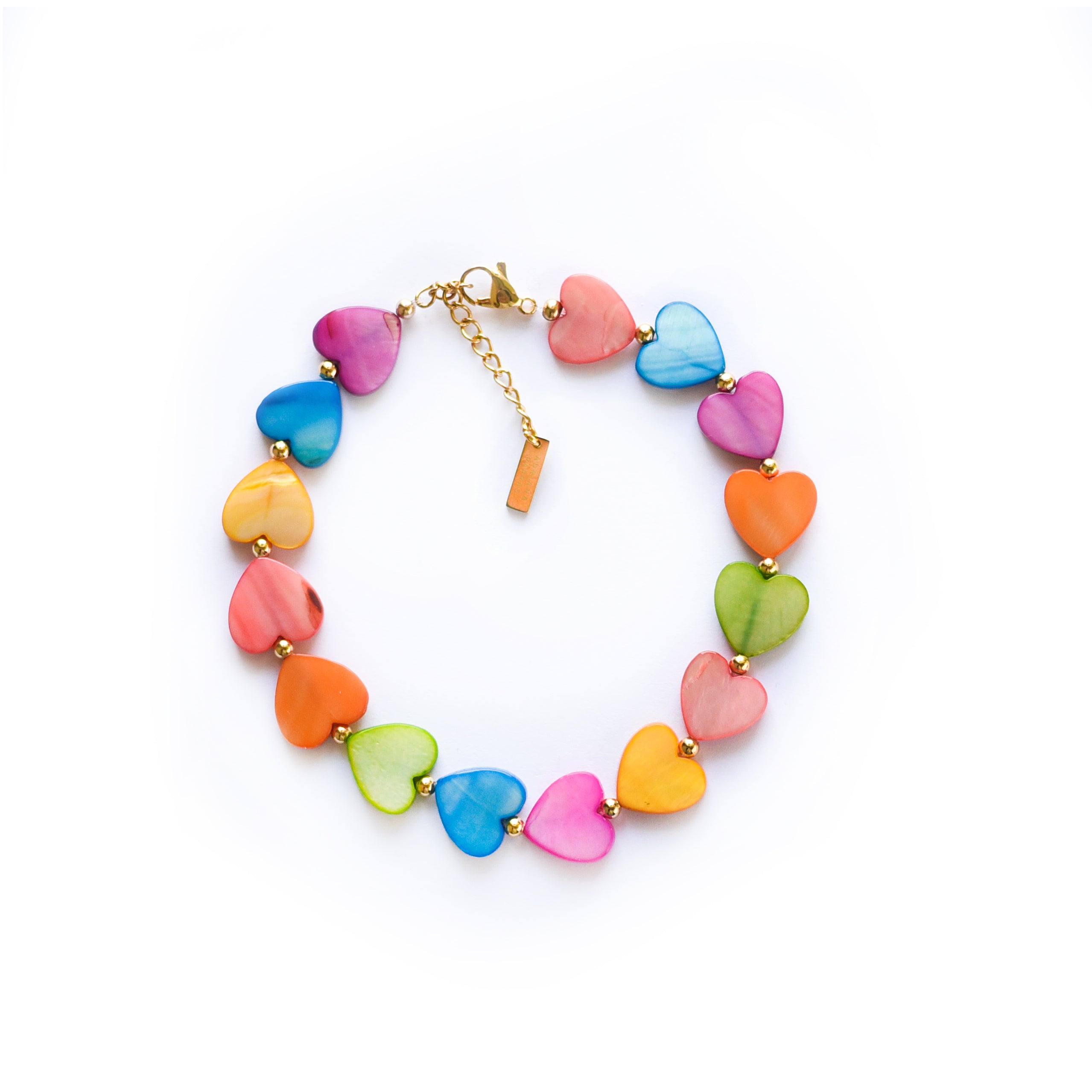 Adriana Pappas Designs Women's Rainbow Hearts Anklet In Yellow