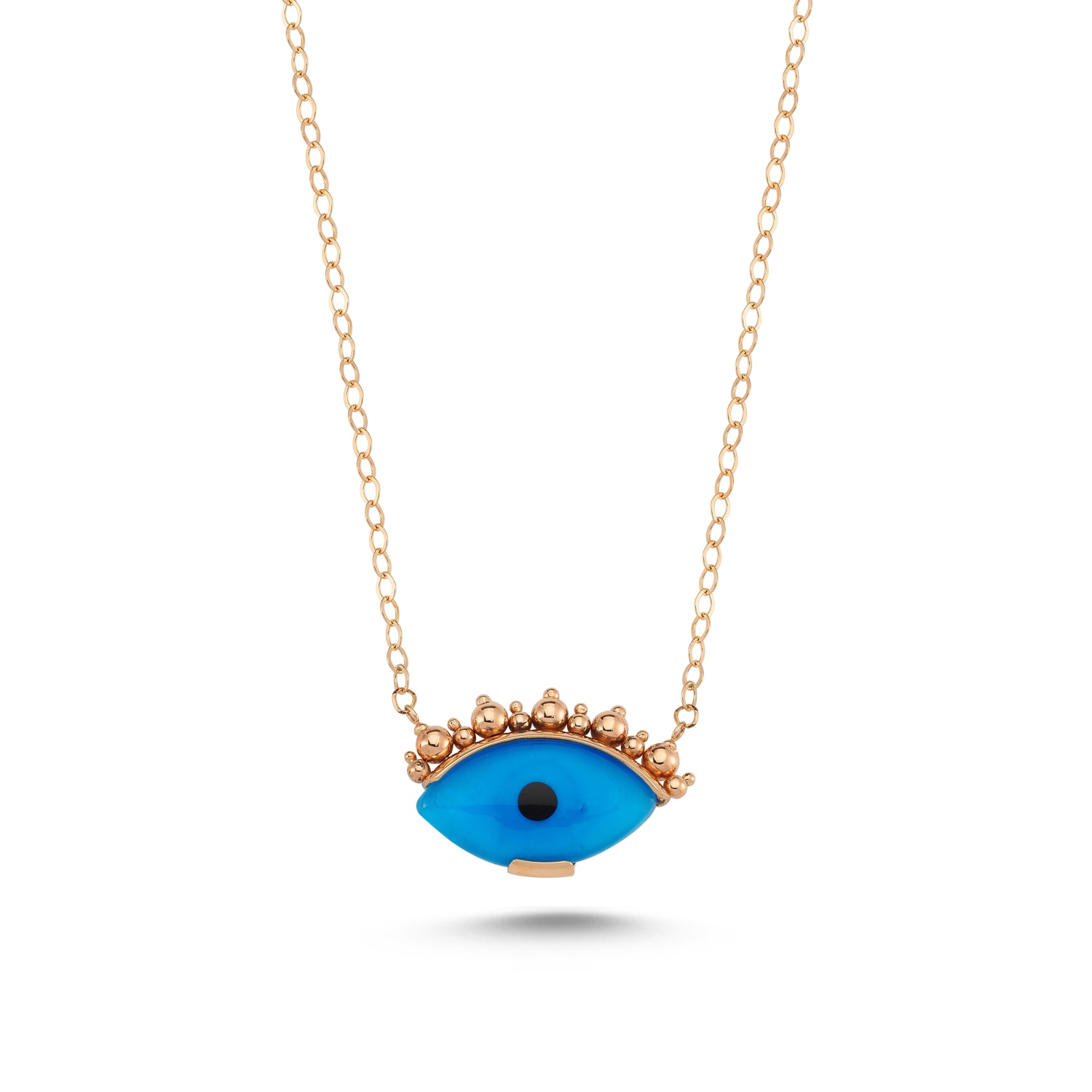 Ecce | Artisan Diamonds Women's 14k Solid Gold Eye See You With Ball Eyelash Necklace - Sea Blue In Blue