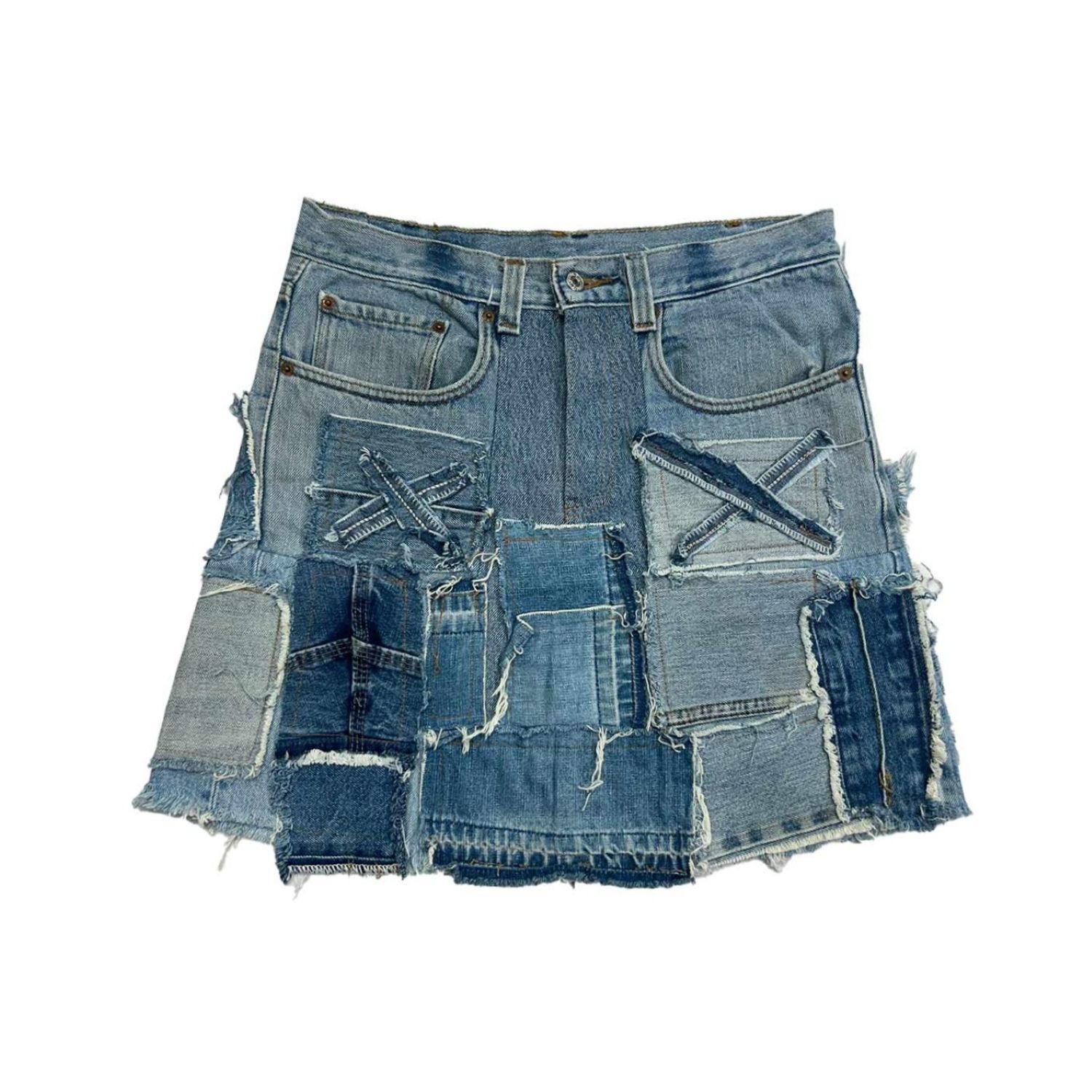 Zasta Studio Women's Shredded Couture Denim Short Skirt C