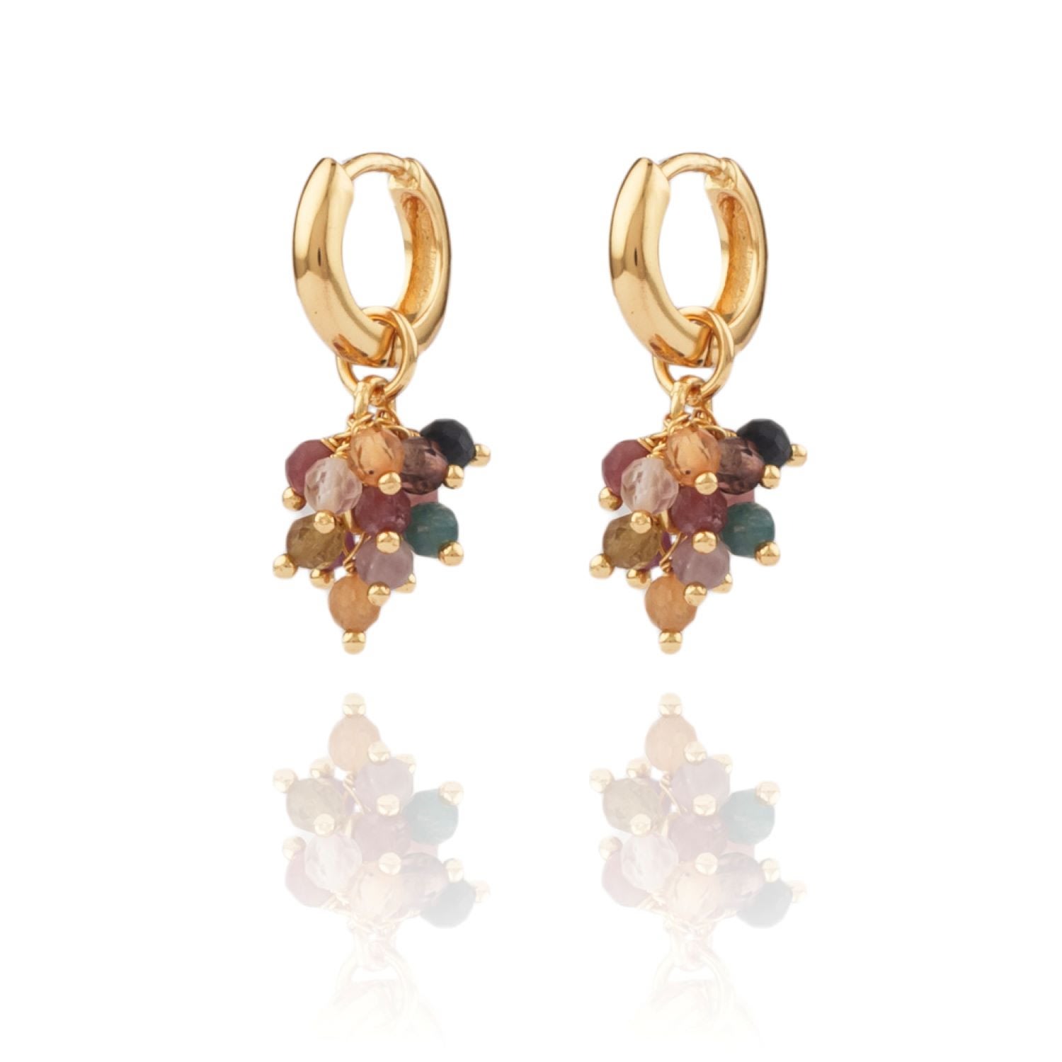 House Of Elliott Women's Myrtille Hoop Earrings With A Cluster Of Semi-precious Stones In Yellow