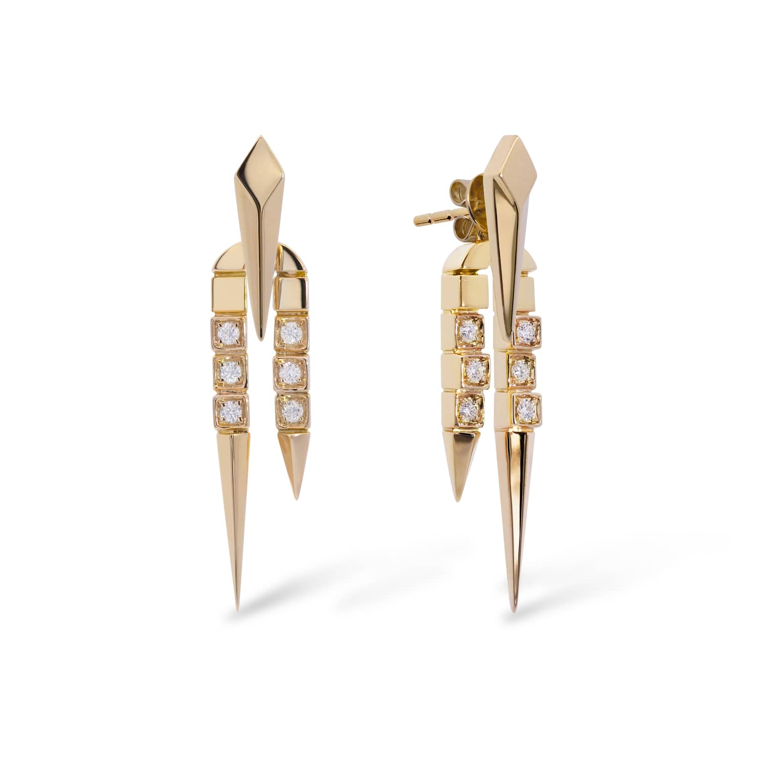 Women’s Rockstar Punk Rock Earrings In Solid Yellow Gold And Diamonds Simone Jewels