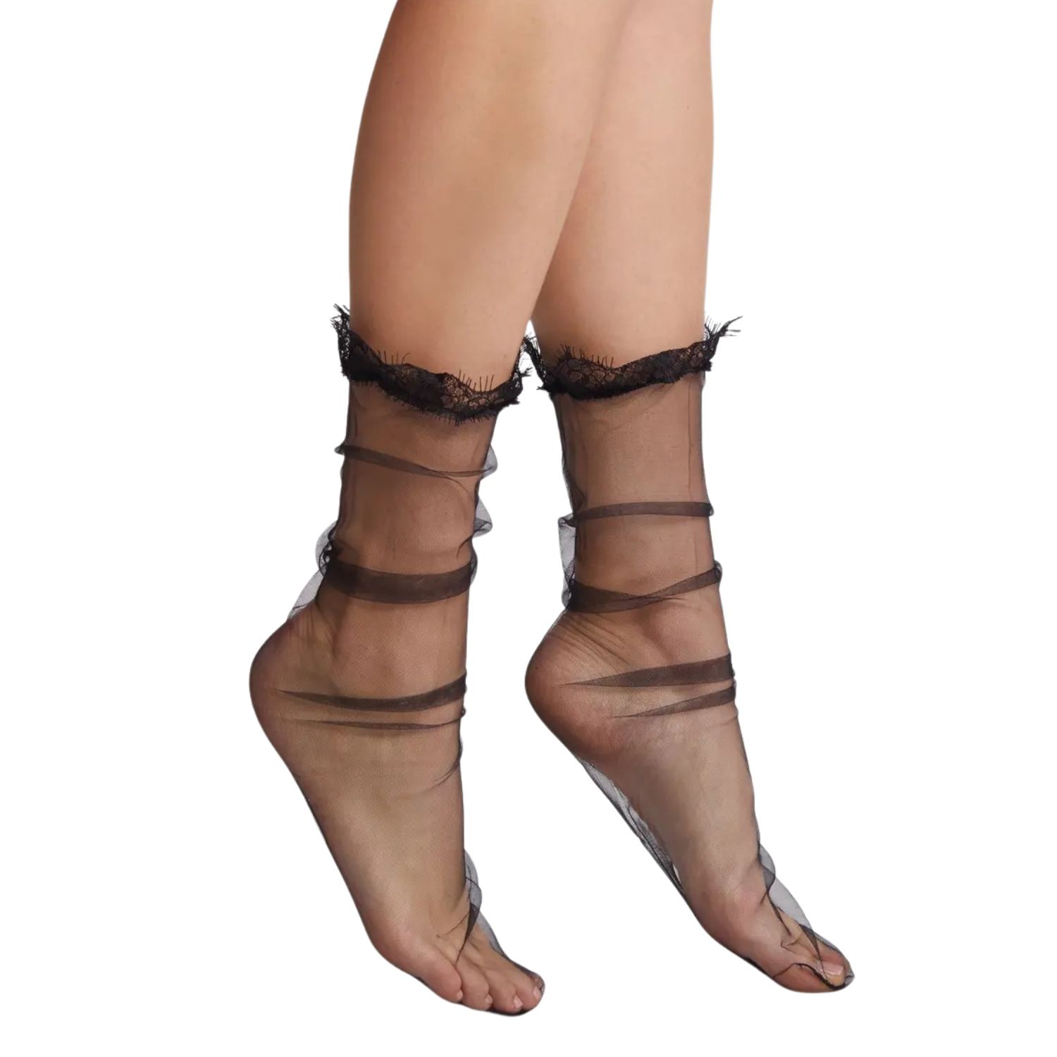 High Heel Jungle By Kathryn Eisman Black Leathally Lady Lace Sock In Black