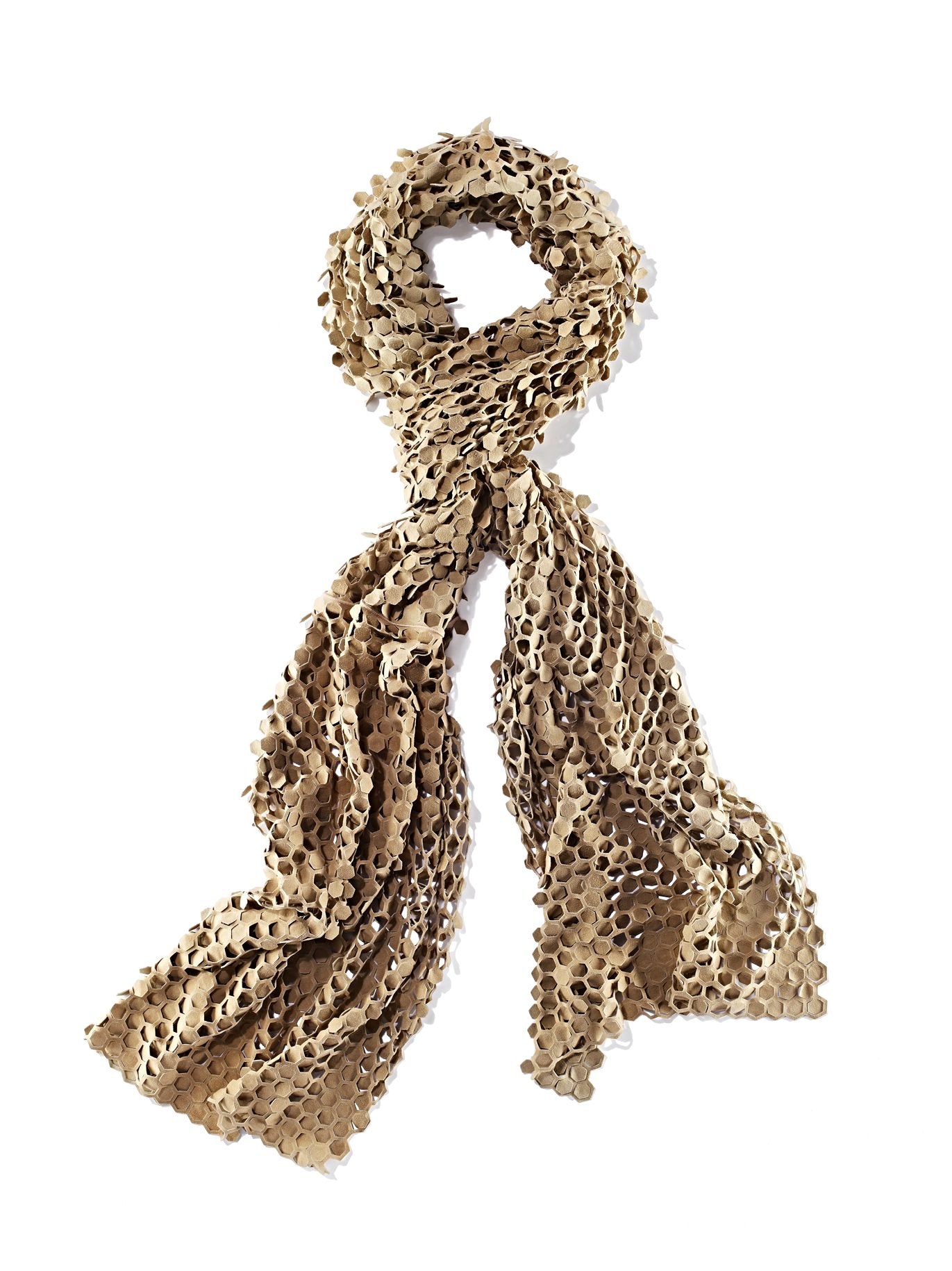 Women’s Honeycomb Cut Luxury Suede Scarf - Neutrals One Size Fameed Khalique Ltd